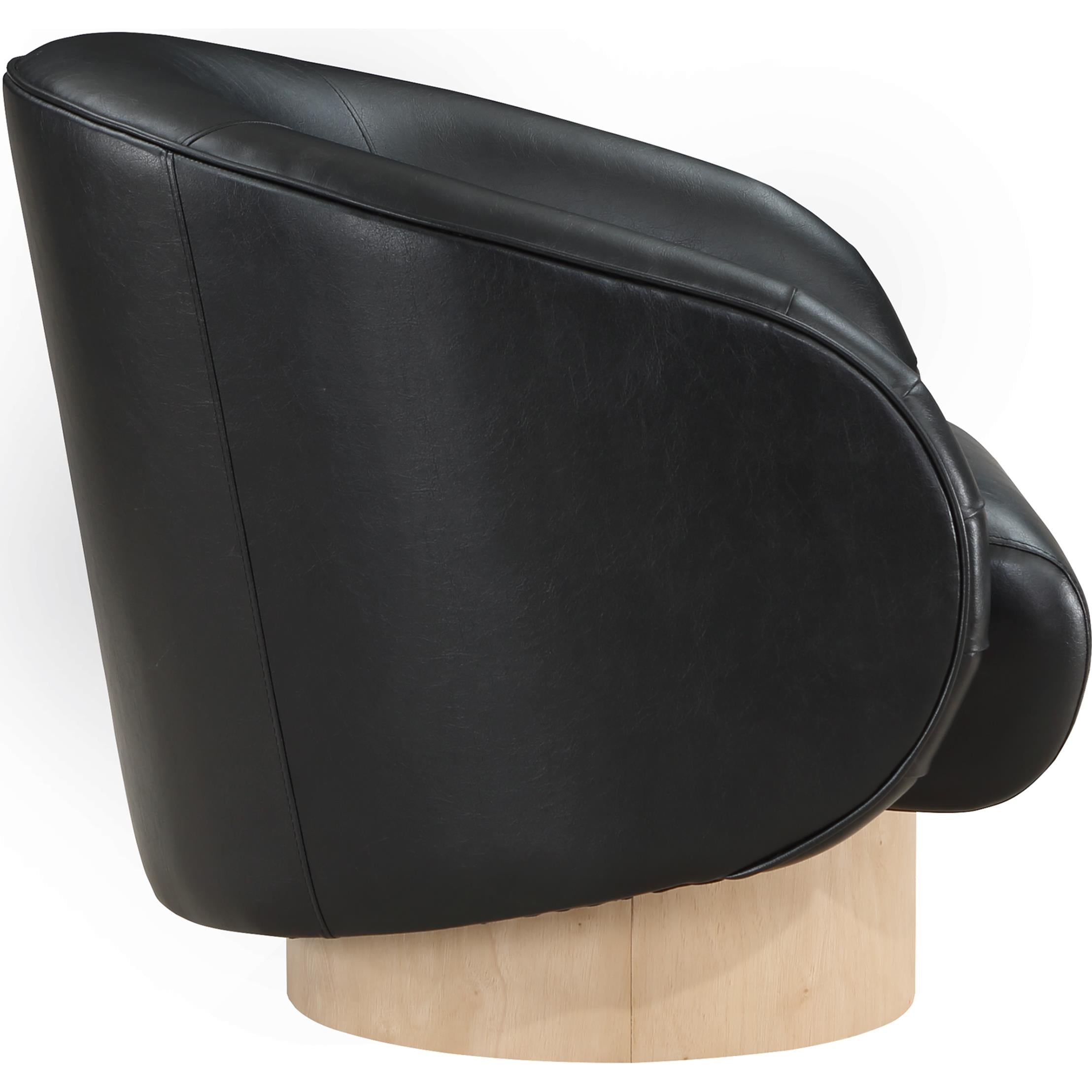 Meridian Gibson Black Vegan Leather Swivel Accent Chair