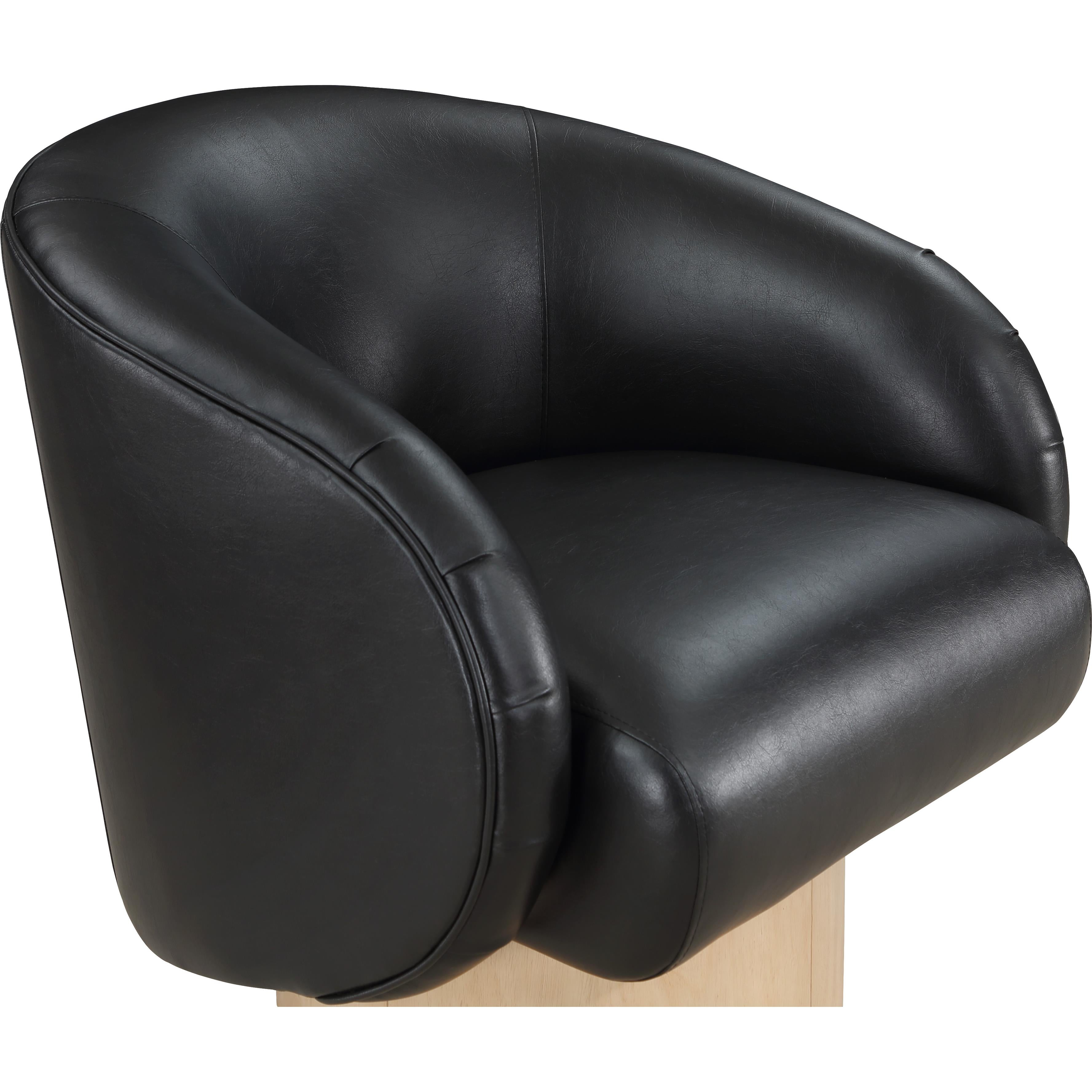 Meridian Gibson Black Vegan Leather Swivel Accent Chair
