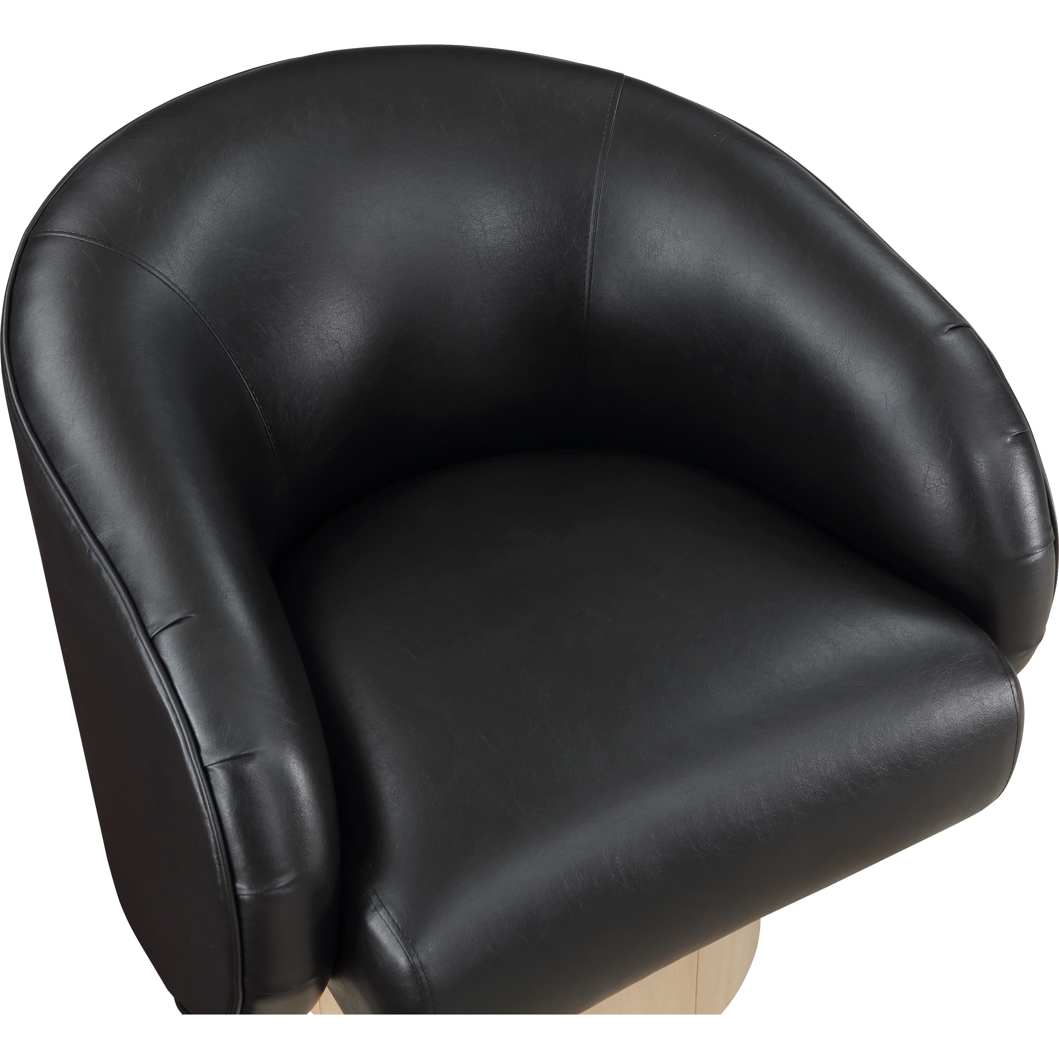 Meridian Gibson Black Vegan Leather Swivel Accent Chair
