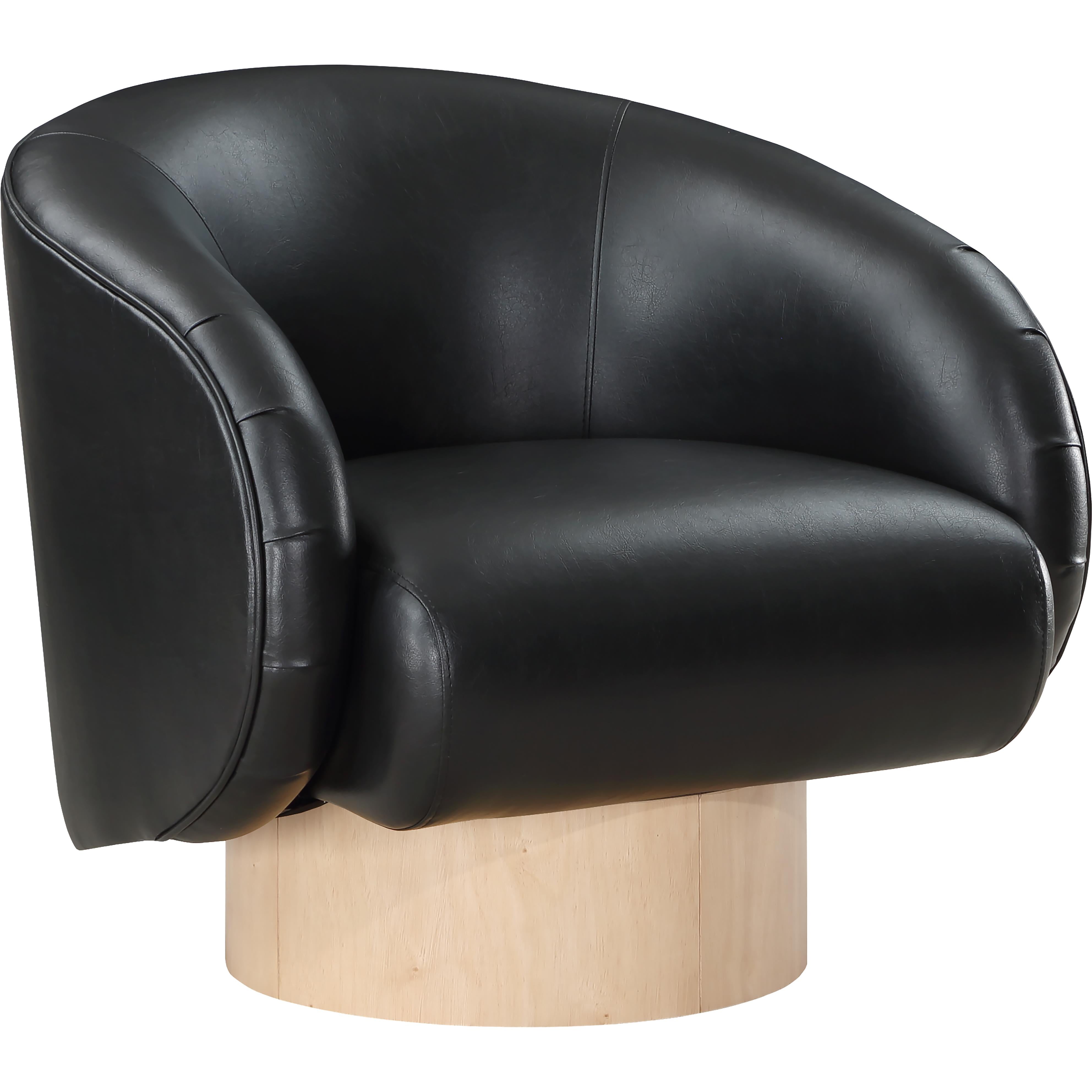 Meridian Gibson Black Vegan Leather Swivel Accent Chair