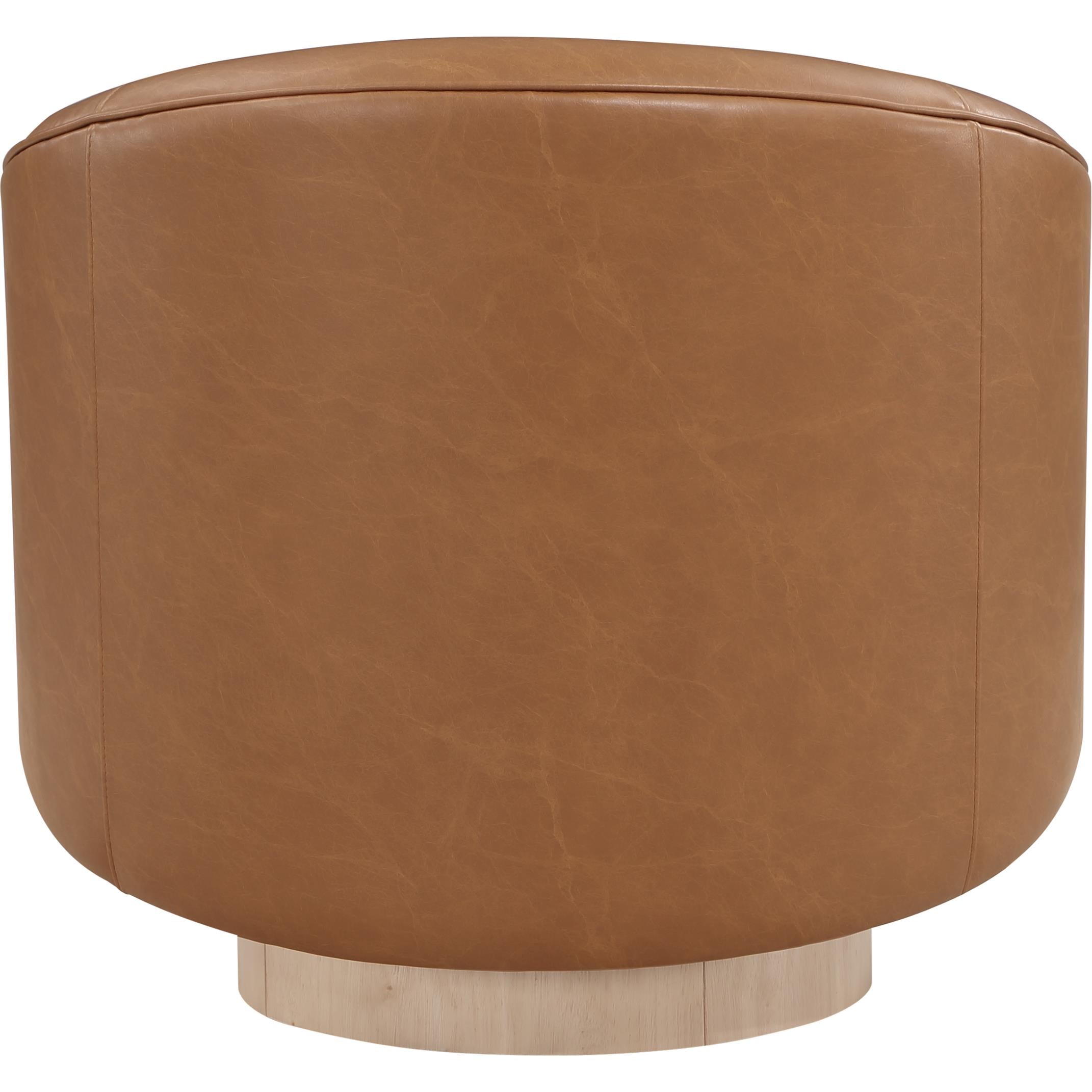 Meridian Gibson Cognac Vegan Leather Swivel Accent Chair