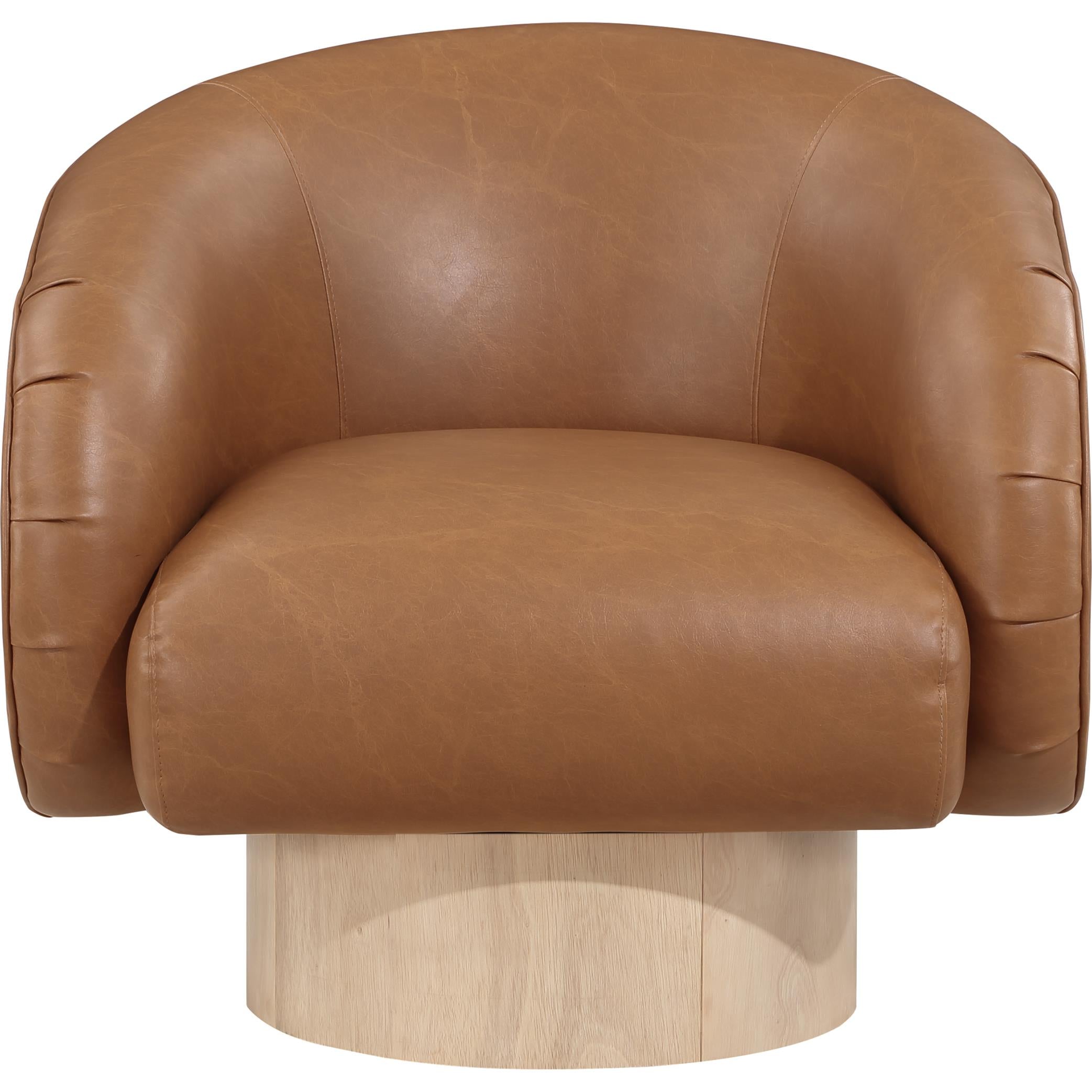 Meridian Gibson Cognac Vegan Leather Swivel Accent Chair