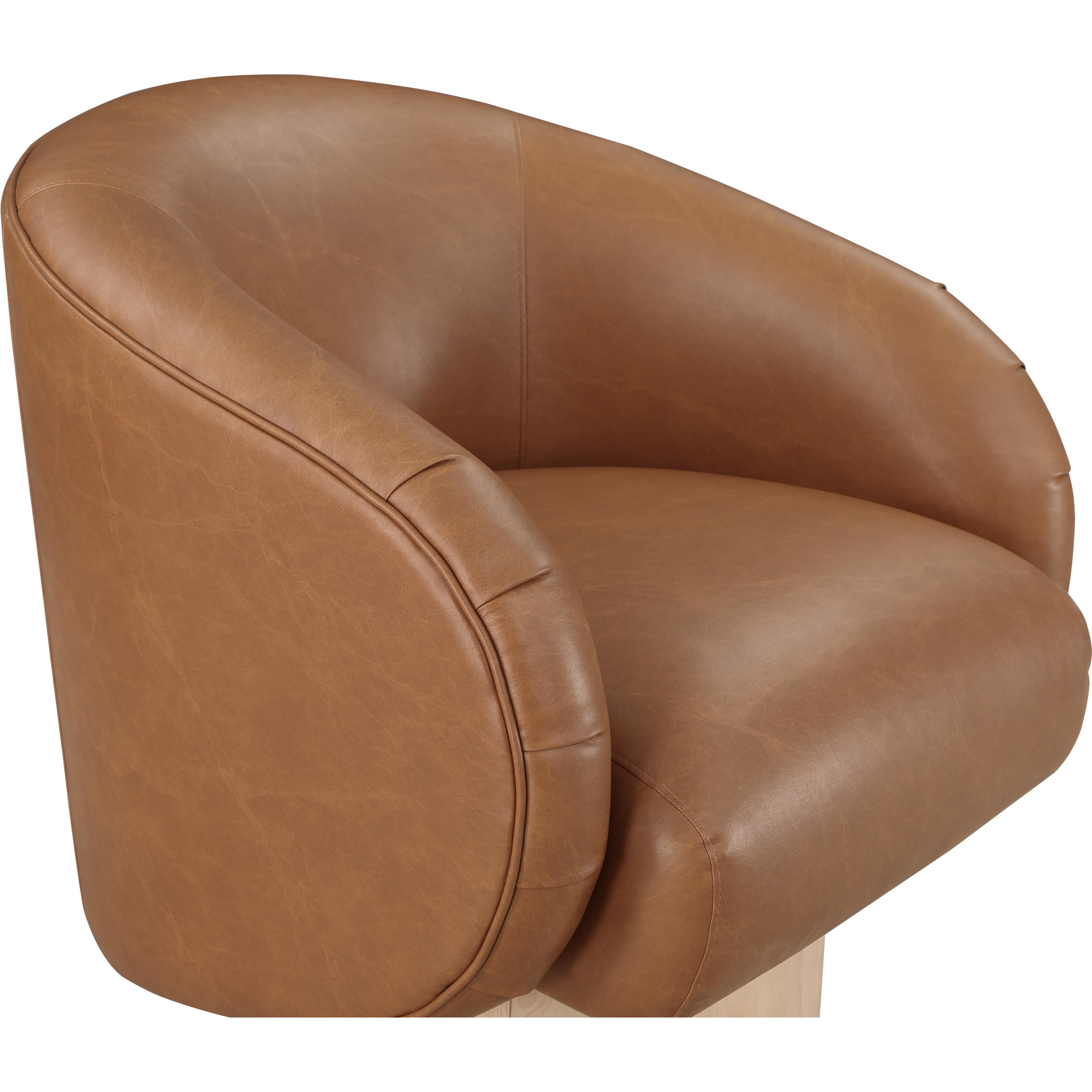 Meridian Gibson Cognac Vegan Leather Swivel Accent Chair