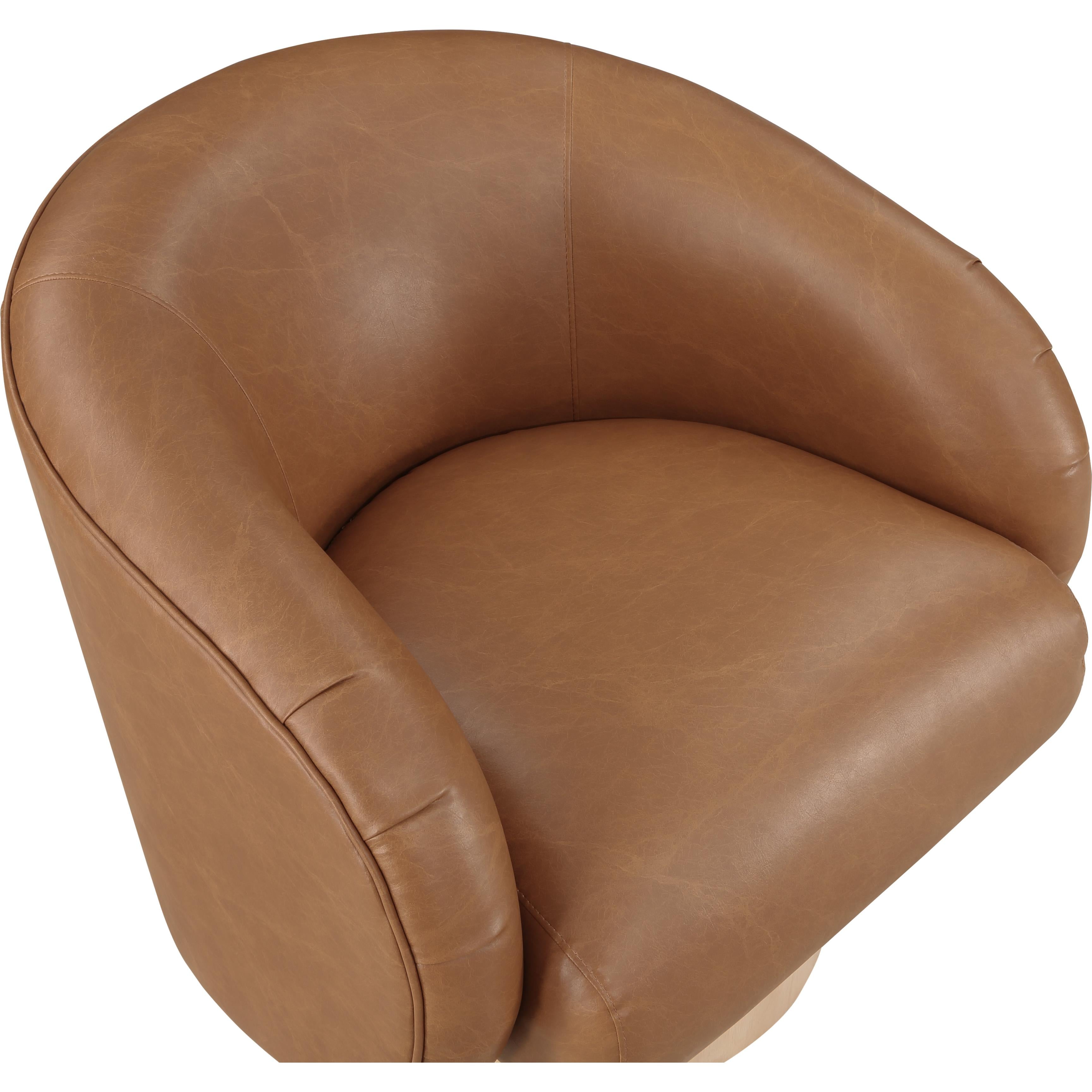 Meridian Gibson Cognac Vegan Leather Swivel Accent Chair