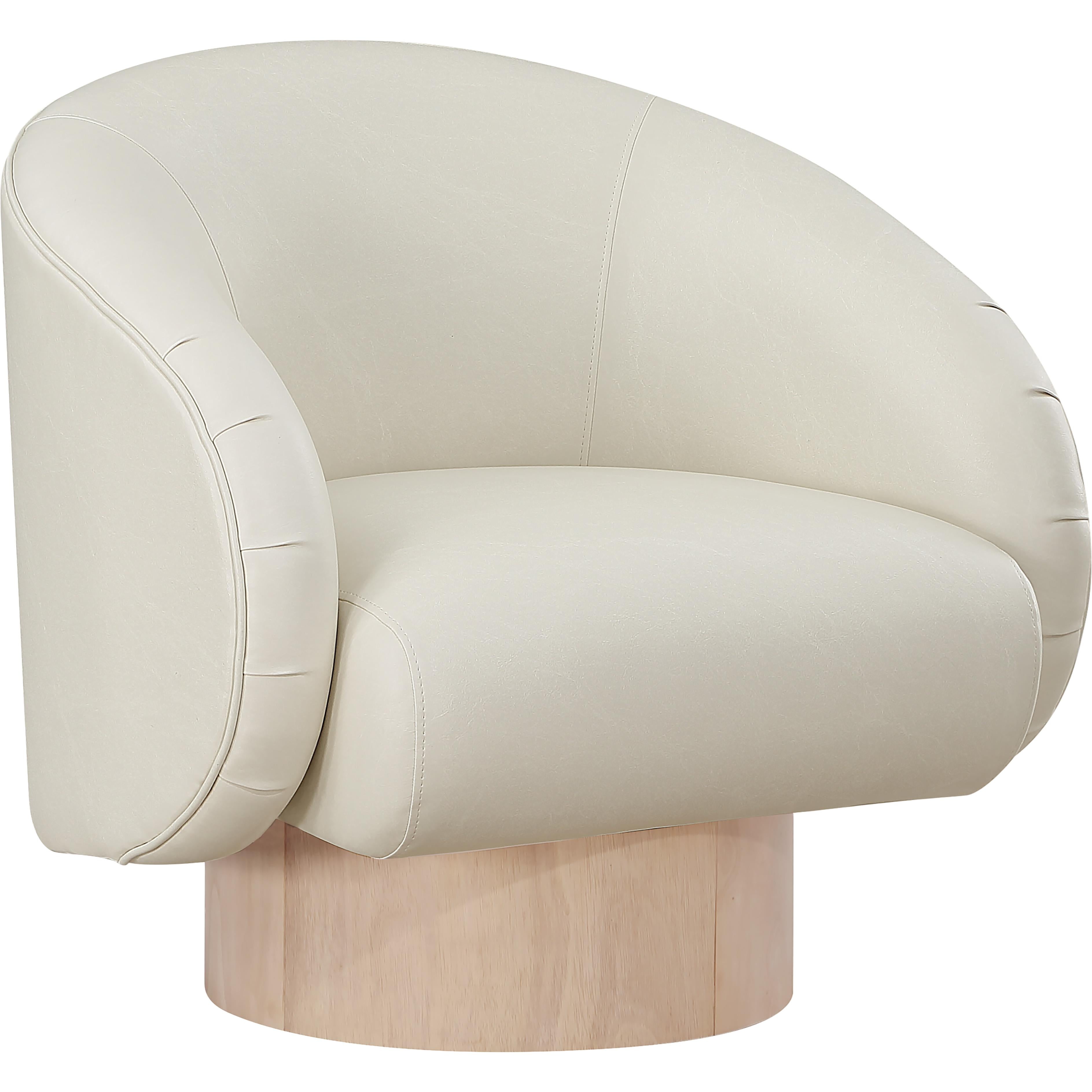 Meridian Gibson Cream Vegan Leather Swivel Accent Chair