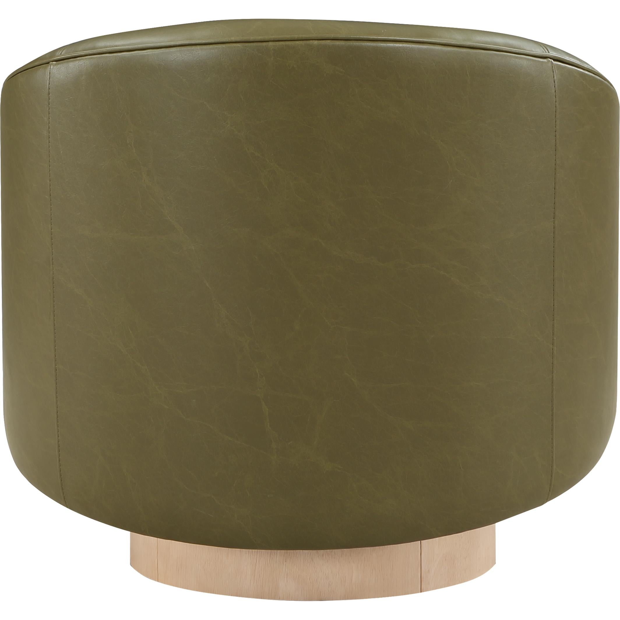 Meridian Gibson Olive Vegan Leather Swivel Accent Chair