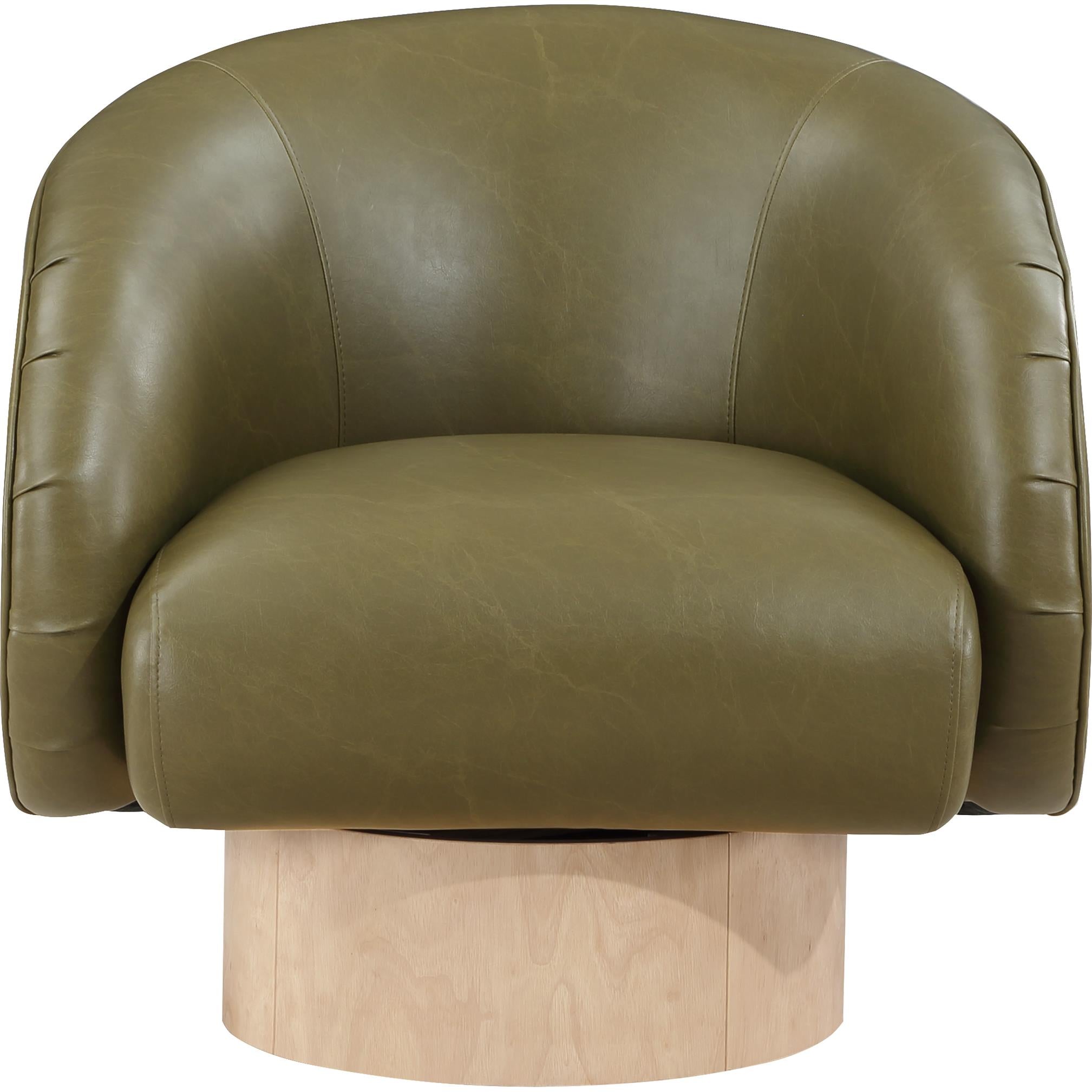 Meridian Gibson Olive Vegan Leather Swivel Accent Chair
