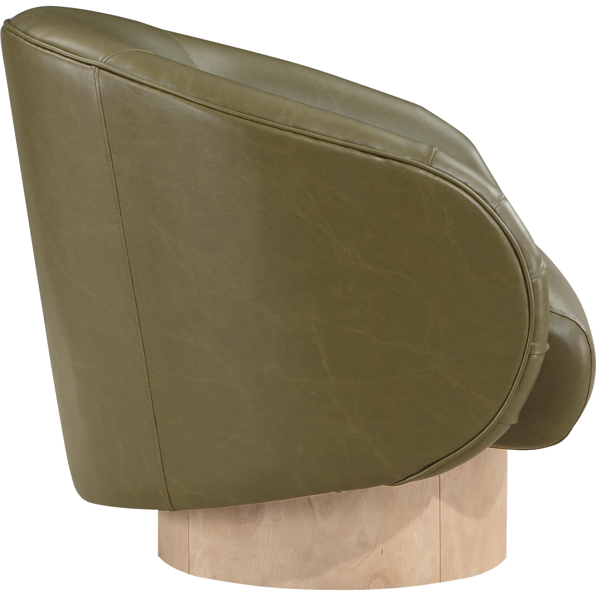 Meridian Gibson Olive Vegan Leather Swivel Accent Chair
