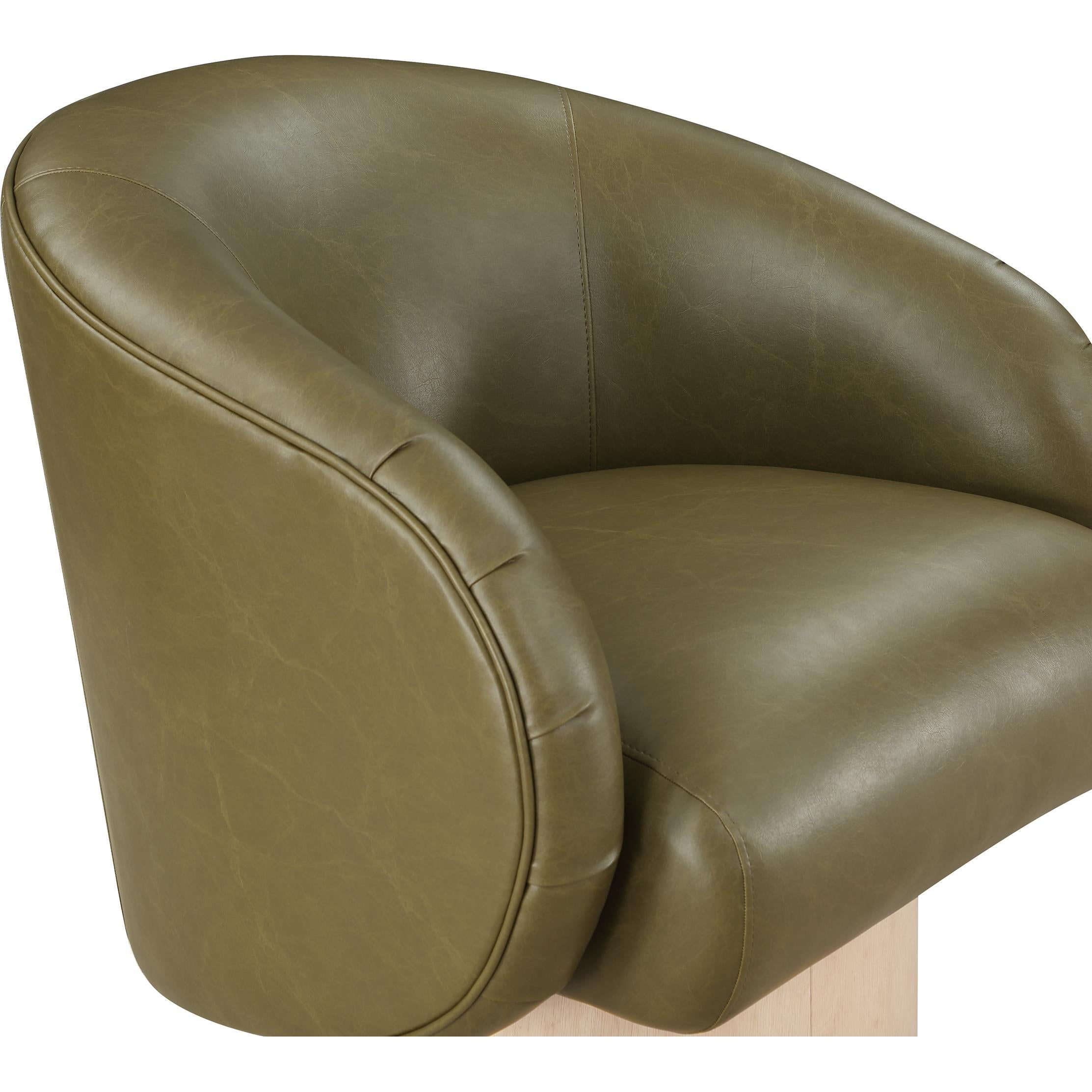 Meridian Gibson Olive Vegan Leather Swivel Accent Chair