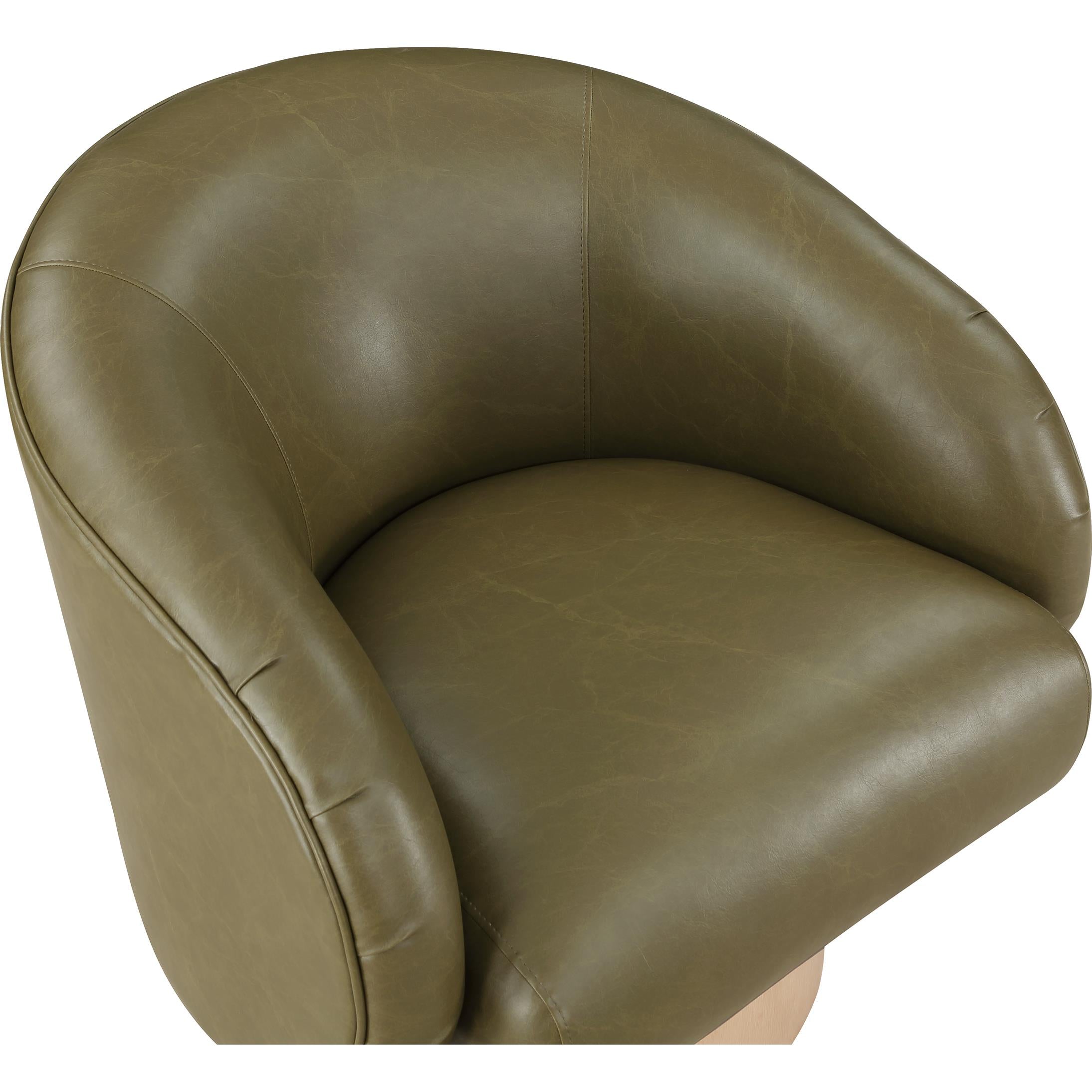 Meridian Gibson Olive Vegan Leather Swivel Accent Chair