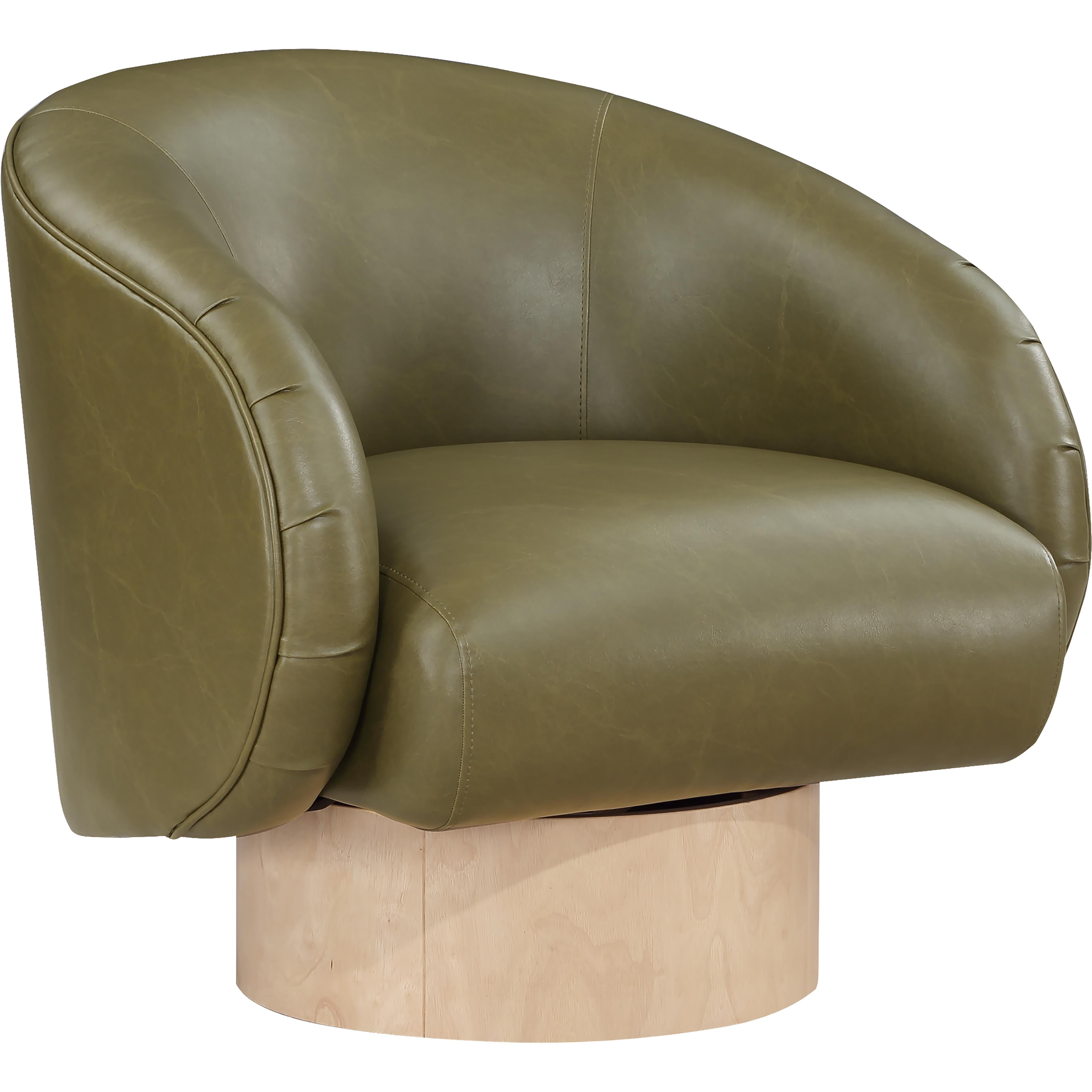 Meridian Gibson Olive Vegan Leather Swivel Accent Chair