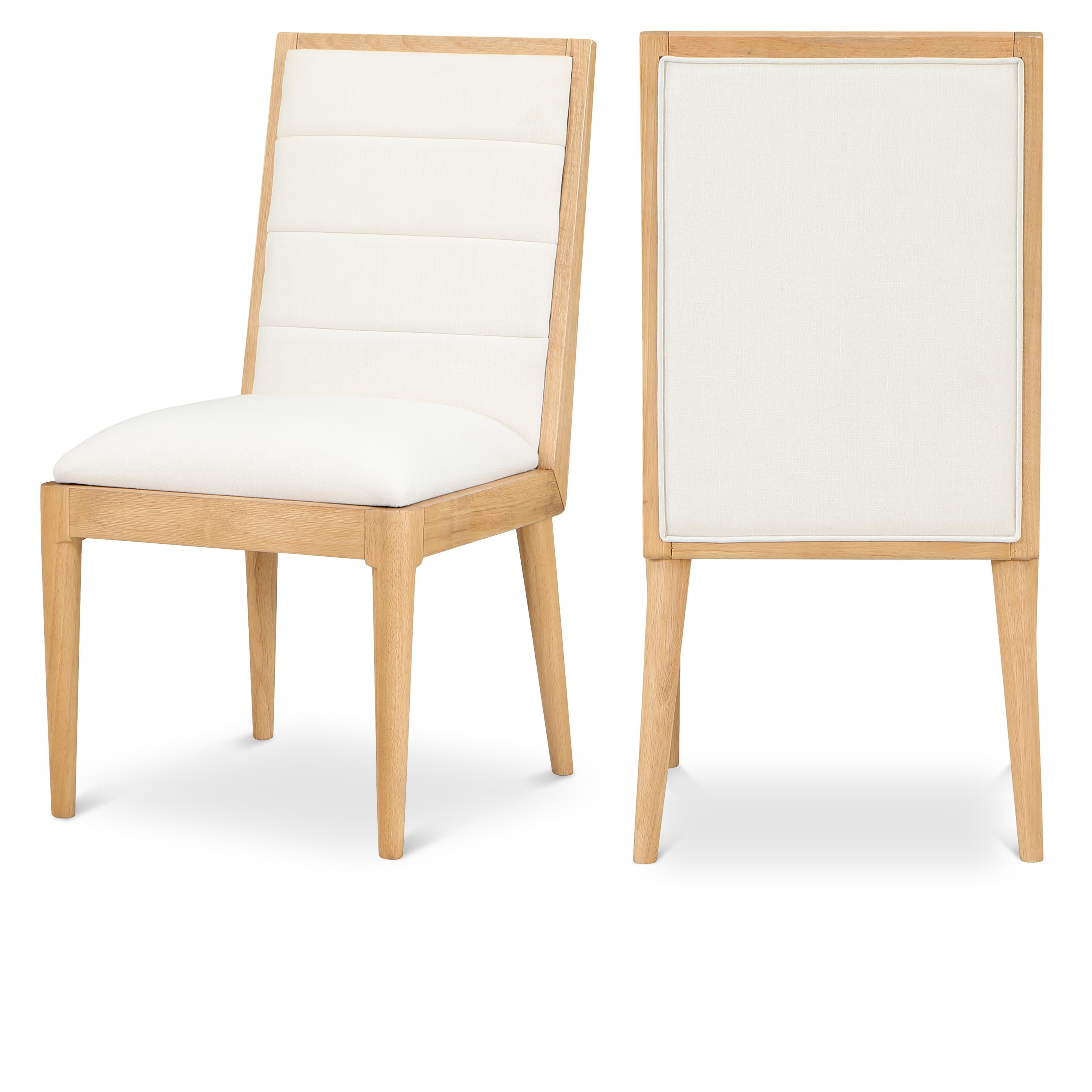 Meridian Bristol Cream Linen Textured Fabric Dining Chair