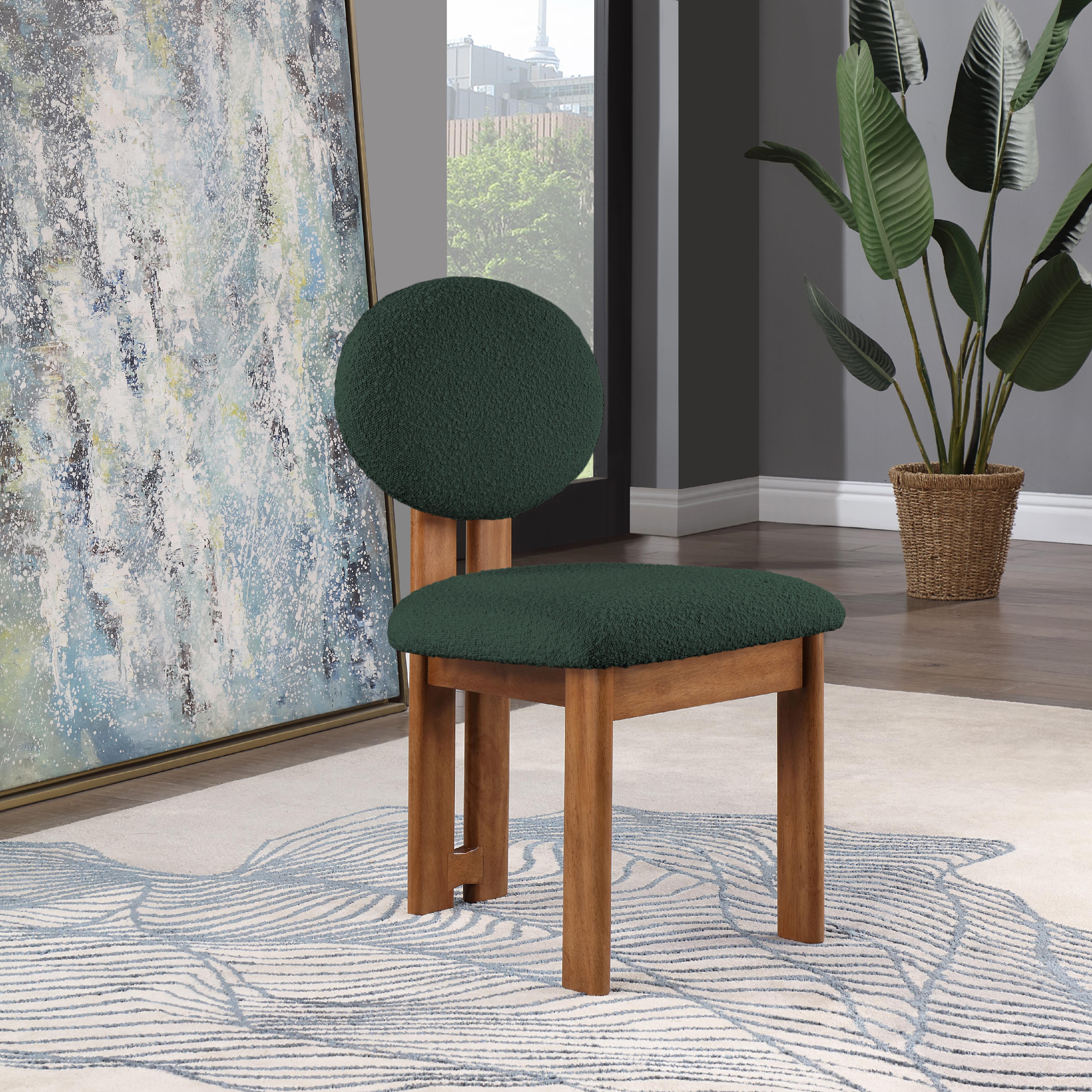 Meridian Napa Green Boucle Fabric Dining Chair