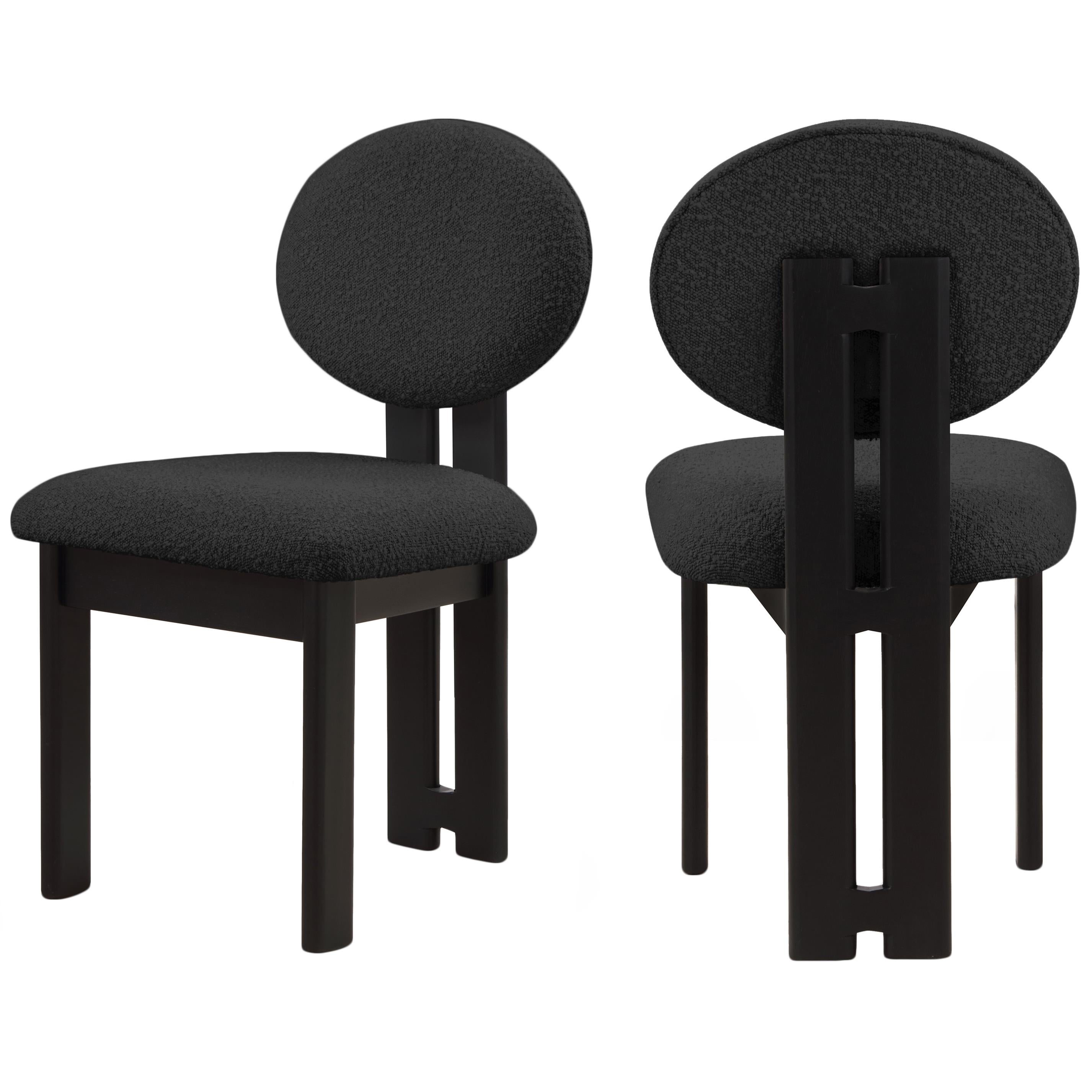 Meridian Napa Black Boucle Fabric Dining Chair