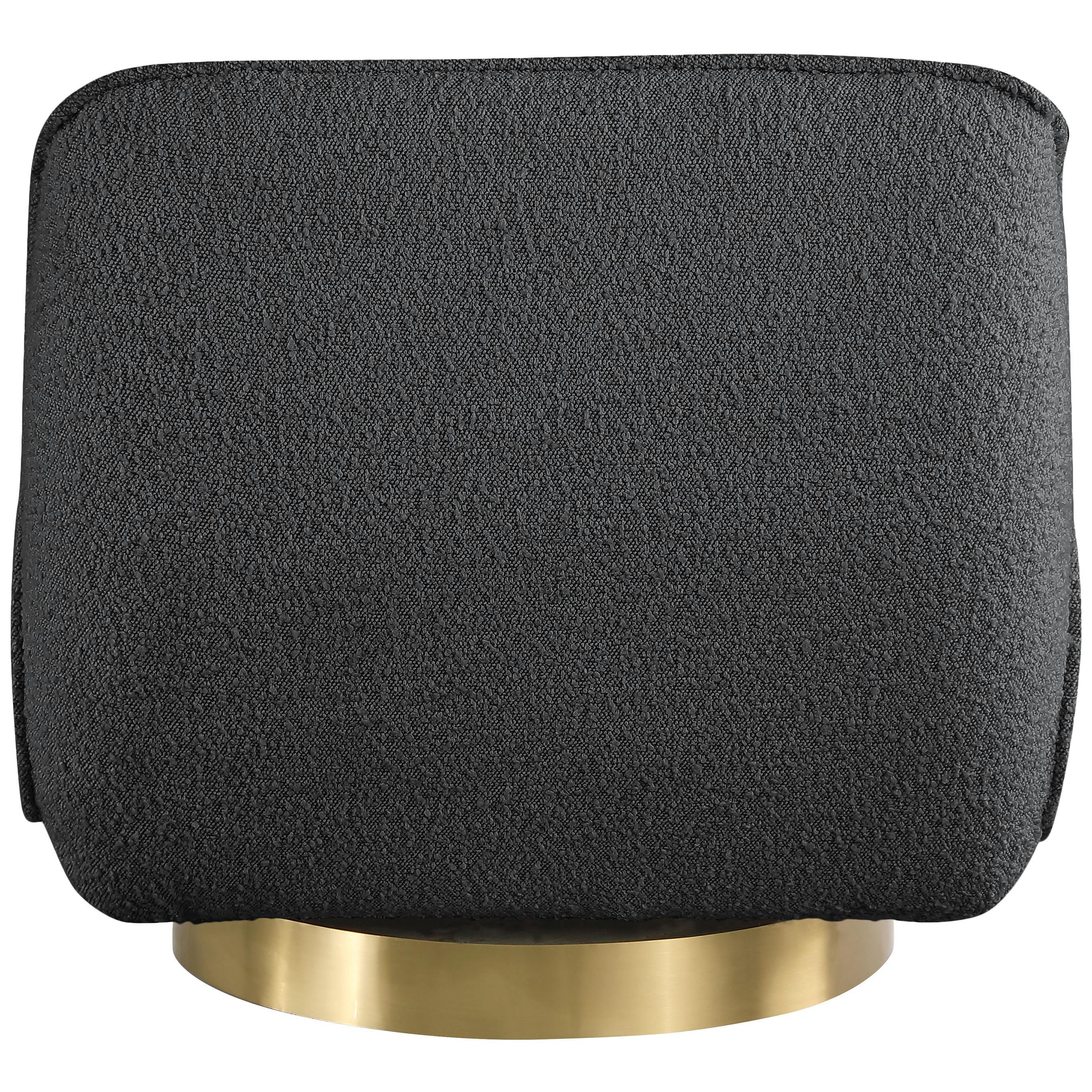 Meridian Geneva Black Boucle Fabric Swivel Accent Chair