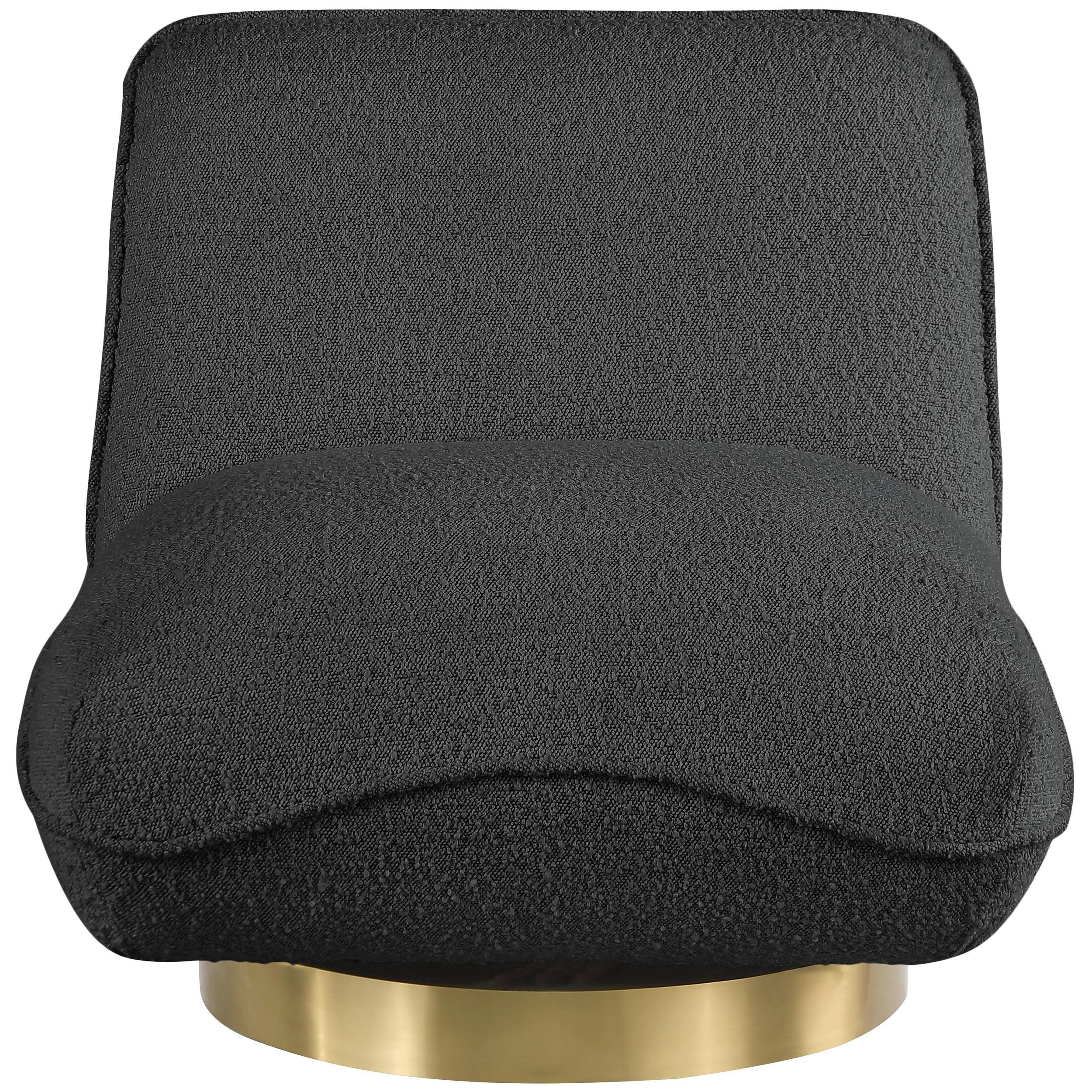 Meridian Geneva Black Boucle Fabric Swivel Accent Chair