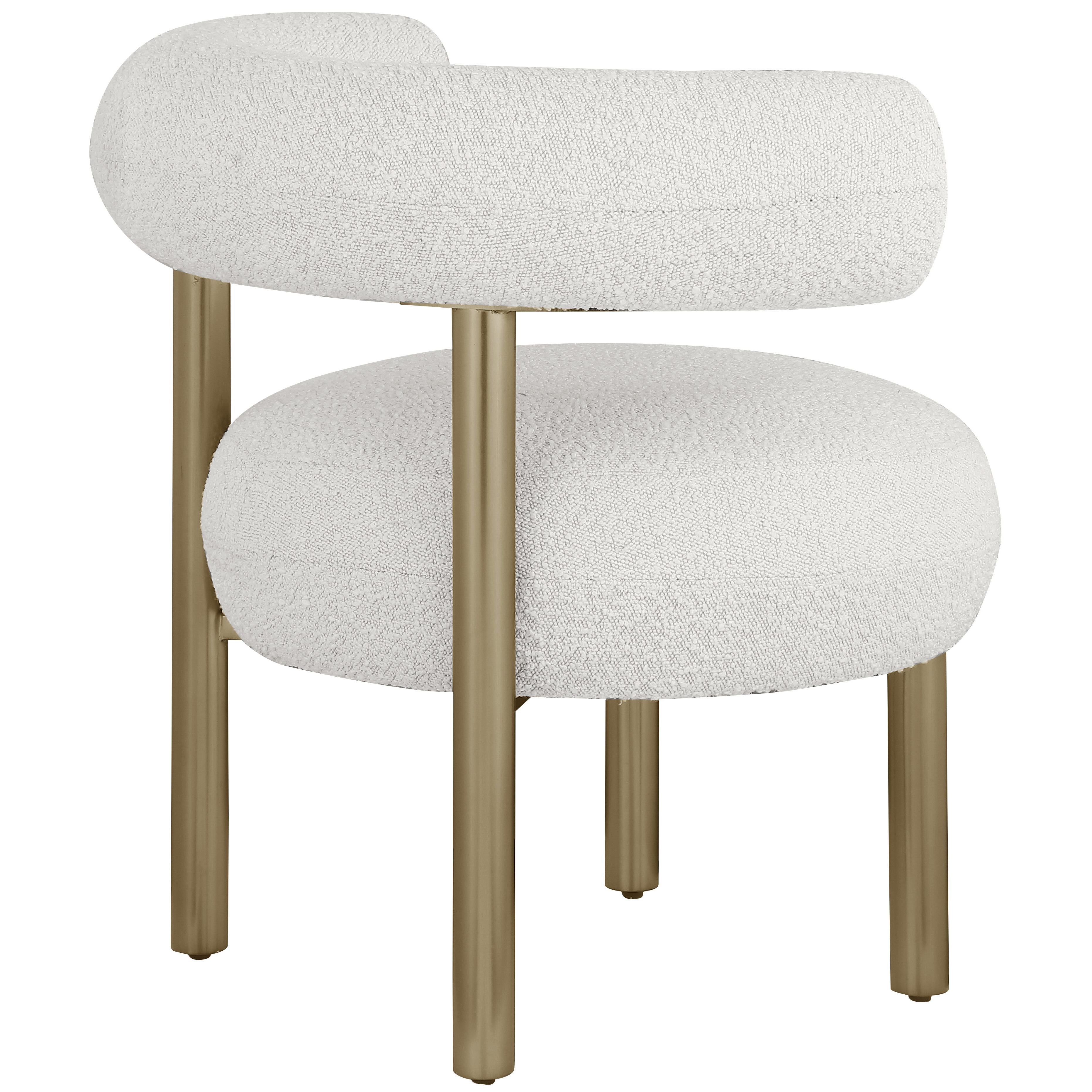 Meridian Bordeaux Cream Boucle Fabric Accent Chair