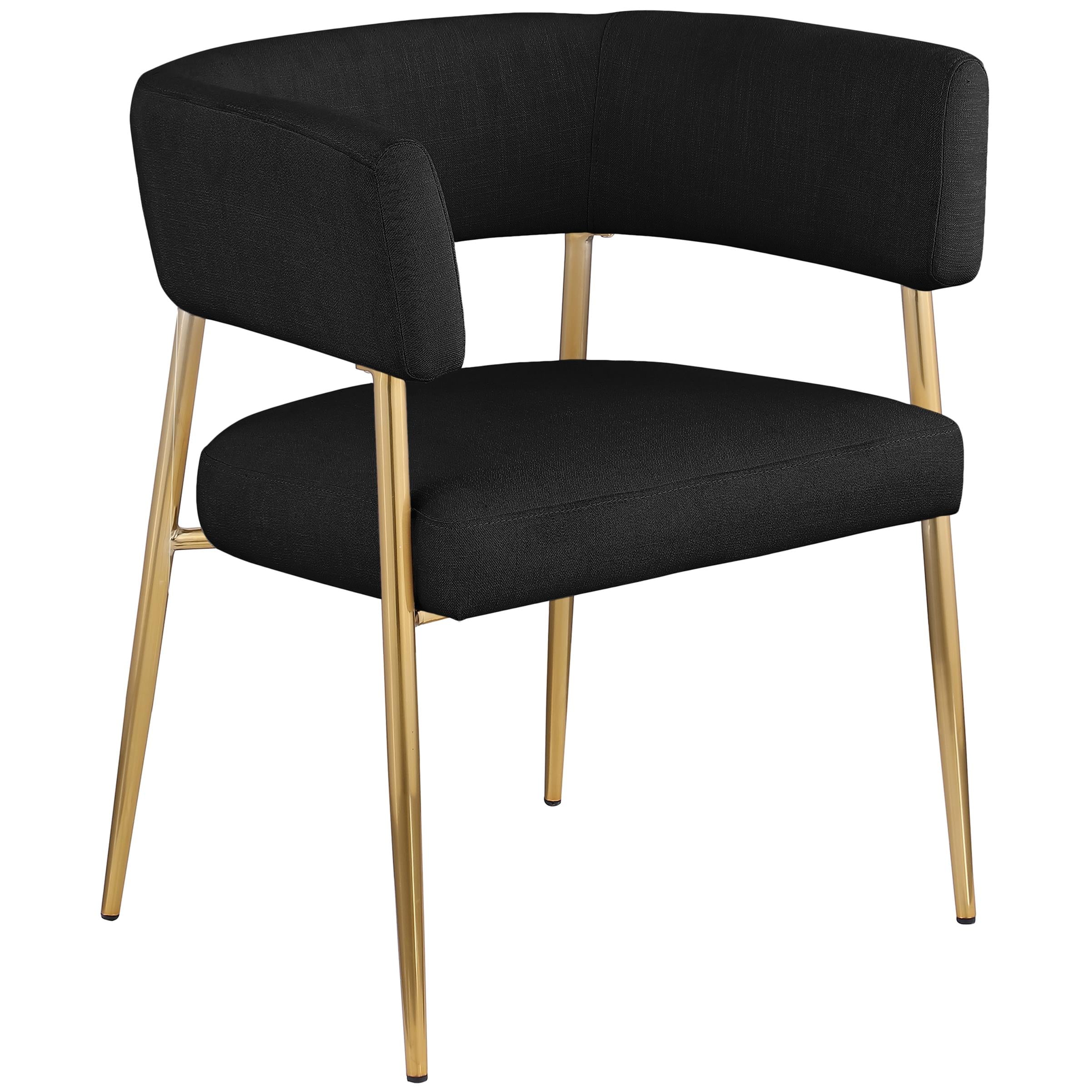 Meridian Creston Black Durable Linen Textured Fabric Dining Chair