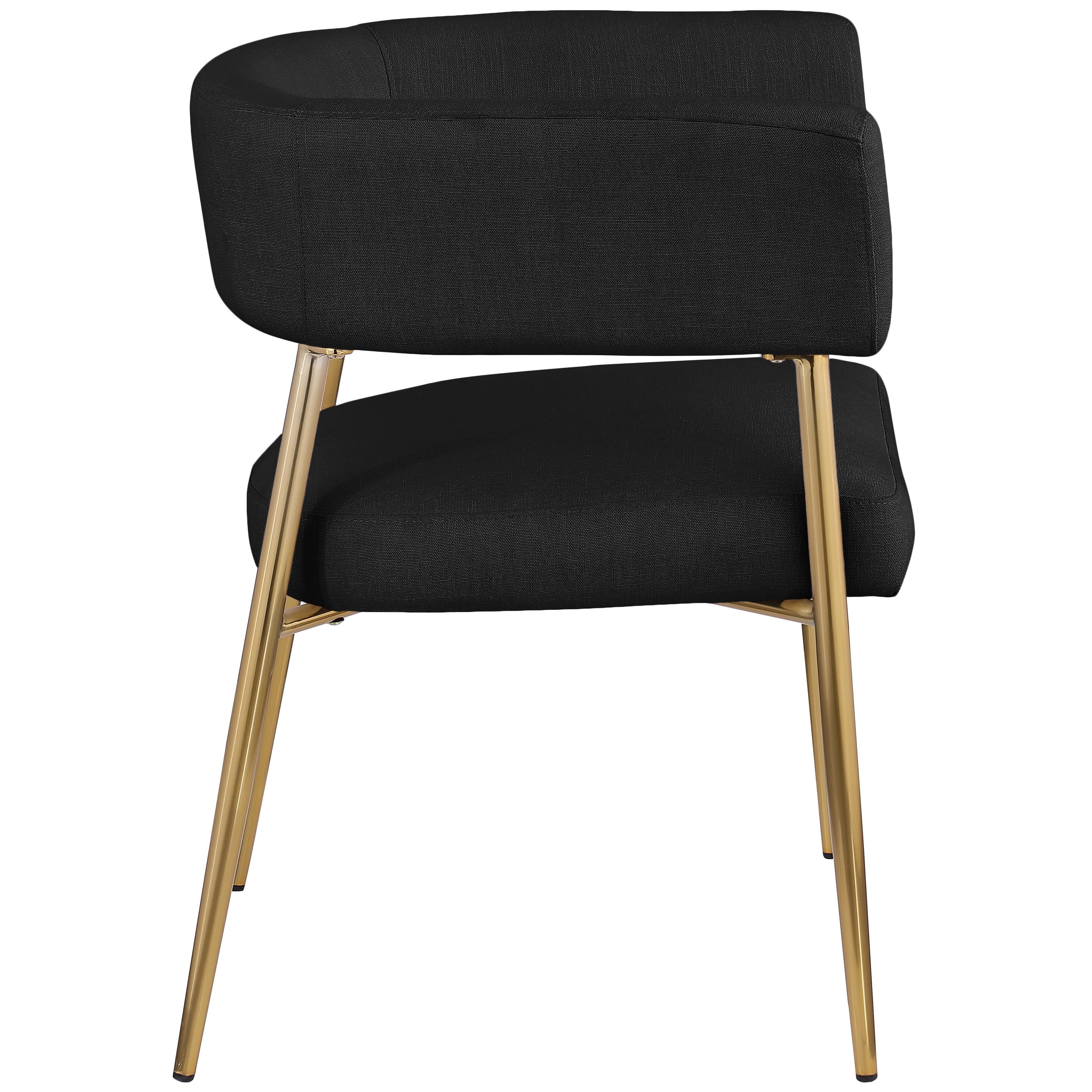 Meridian Creston Black Durable Linen Textured Fabric Dining Chair
