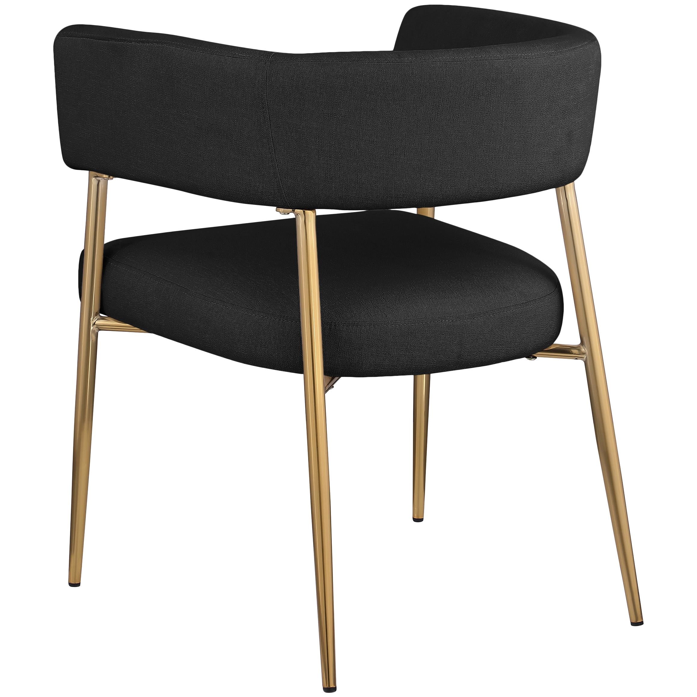 Meridian Creston Black Durable Linen Textured Fabric Dining Chair