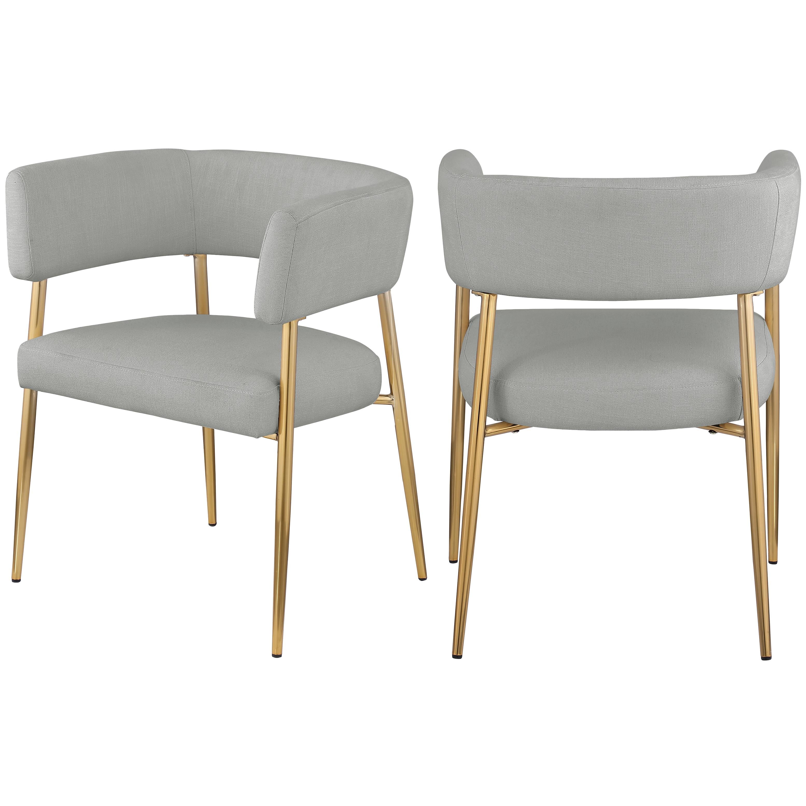 Meridian Creston Light Grey Durable Linen Textured Fabric Dining Chair