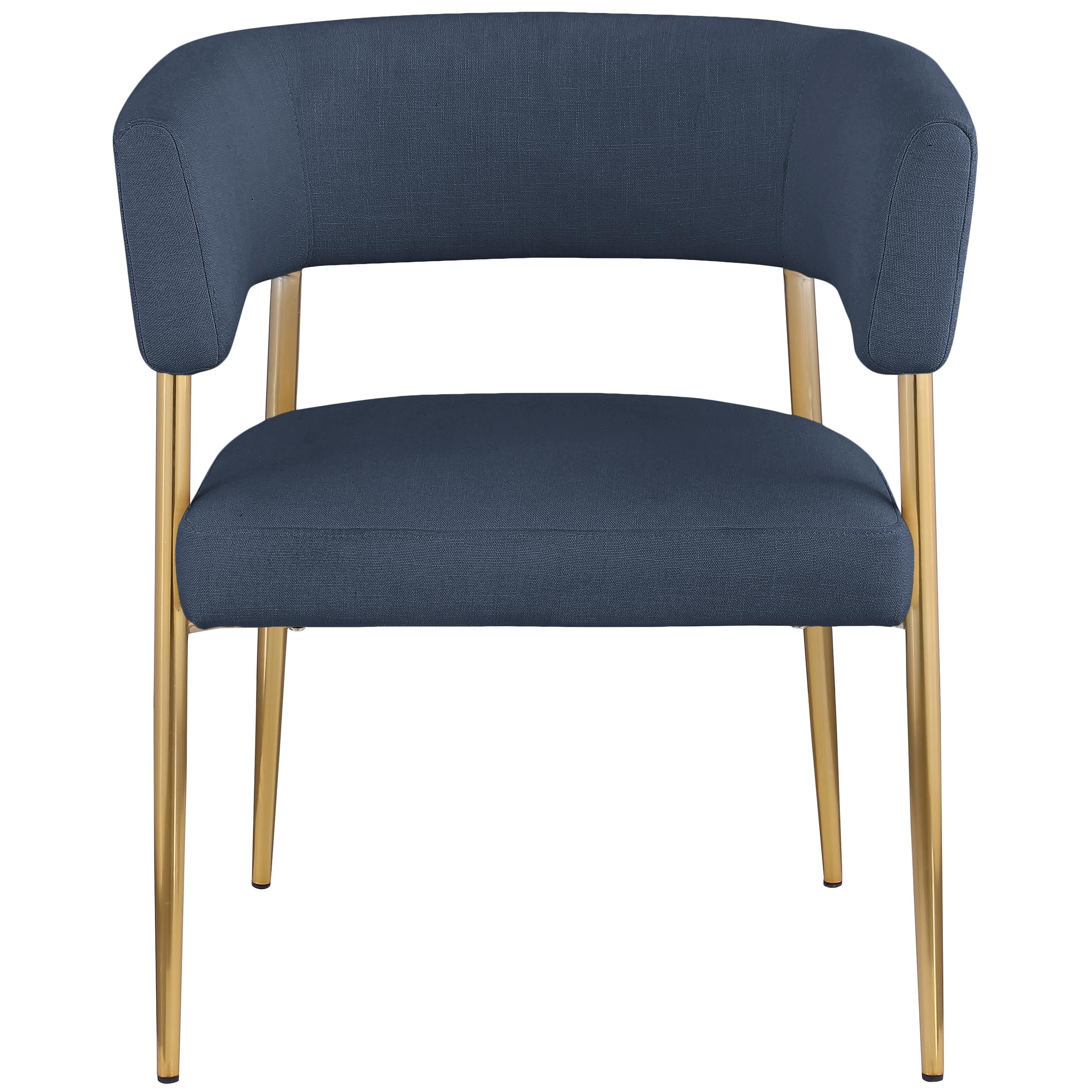 Meridian Creston Deep Navy Durable Linen Textured Fabric Dining Chair