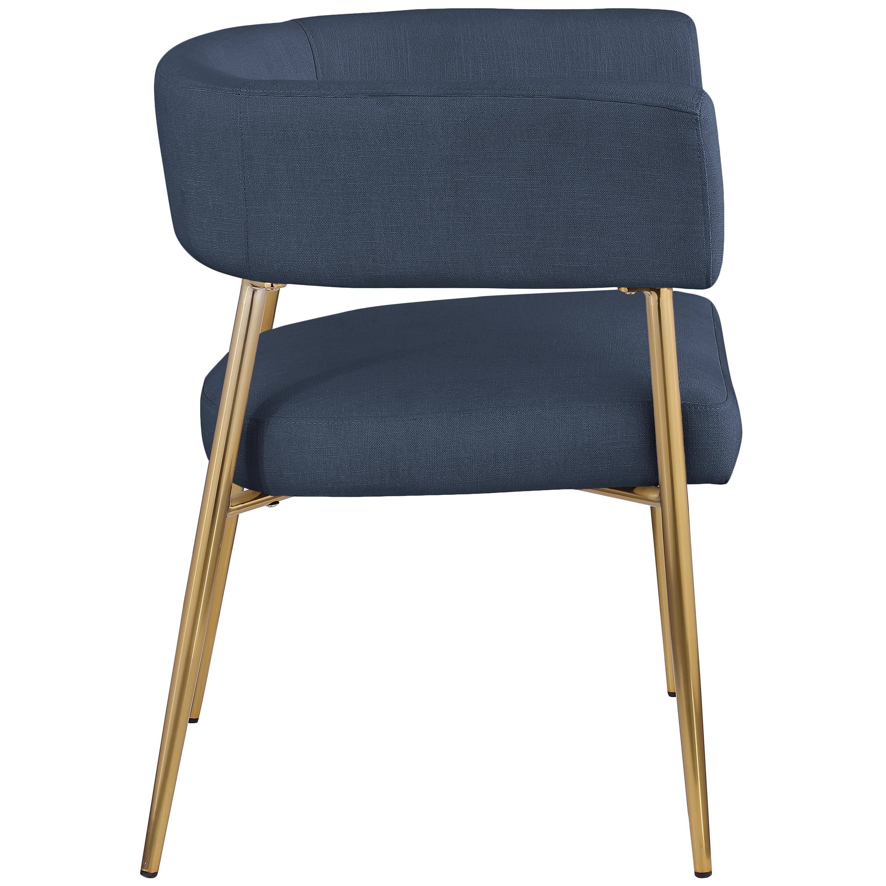 Meridian Creston Deep Navy Durable Linen Textured Fabric Dining Chair