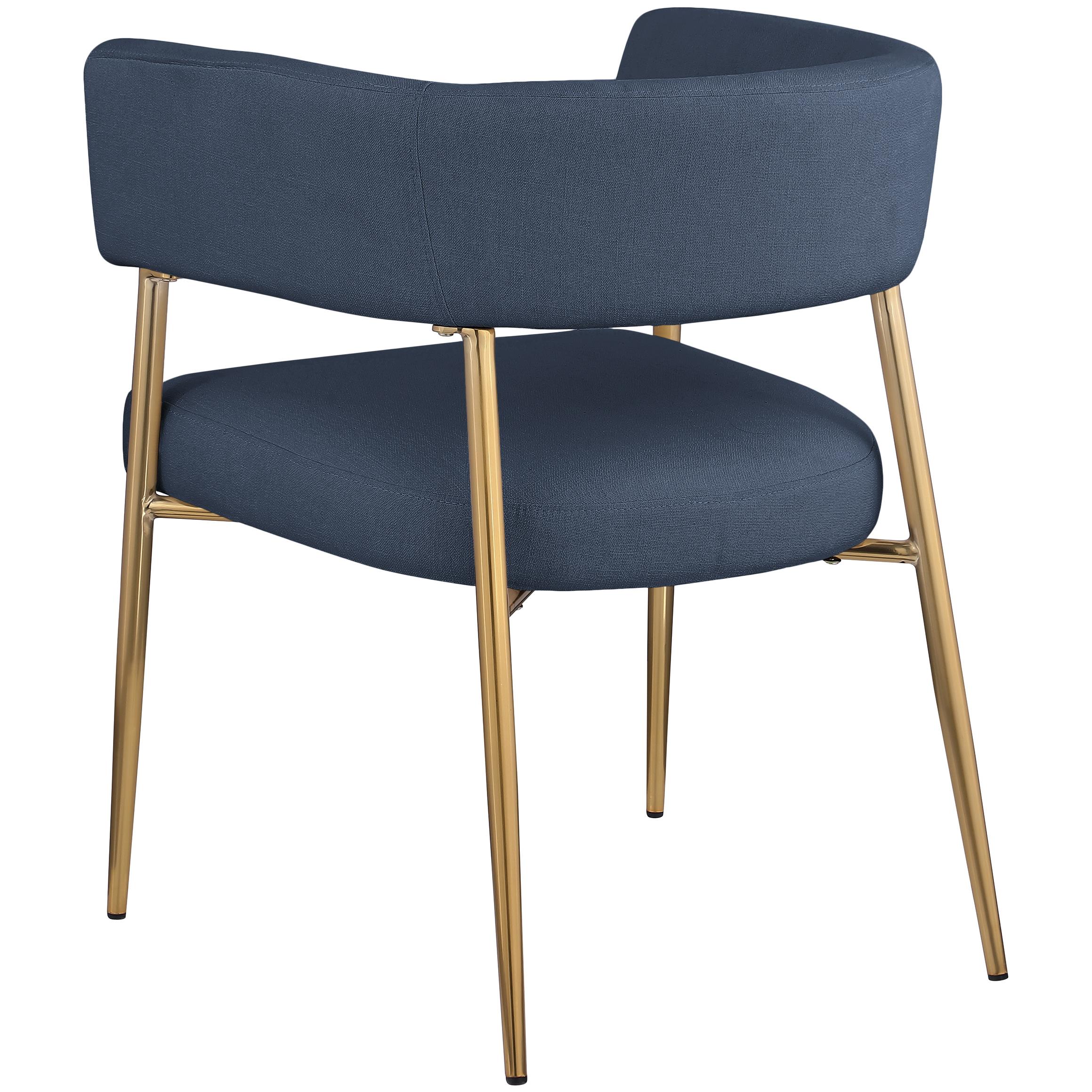 Meridian Creston Deep Navy Durable Linen Textured Fabric Dining Chair