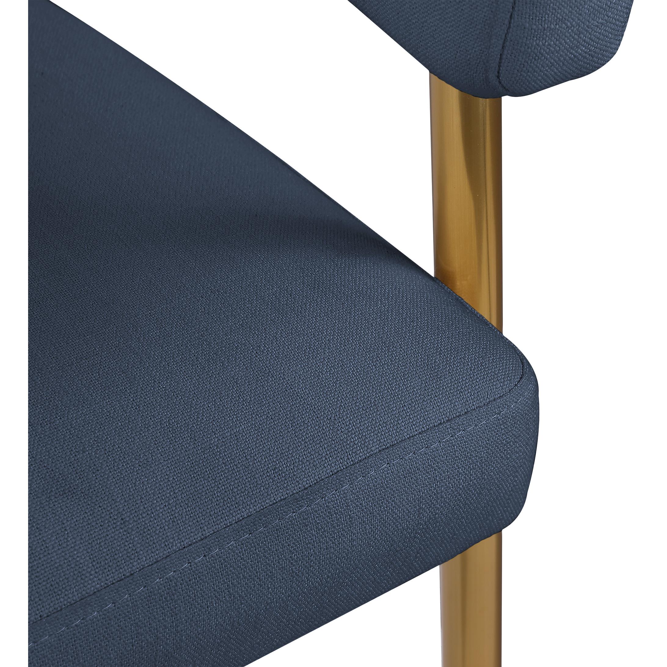 Meridian Creston Deep Navy Durable Linen Textured Fabric Dining Chair