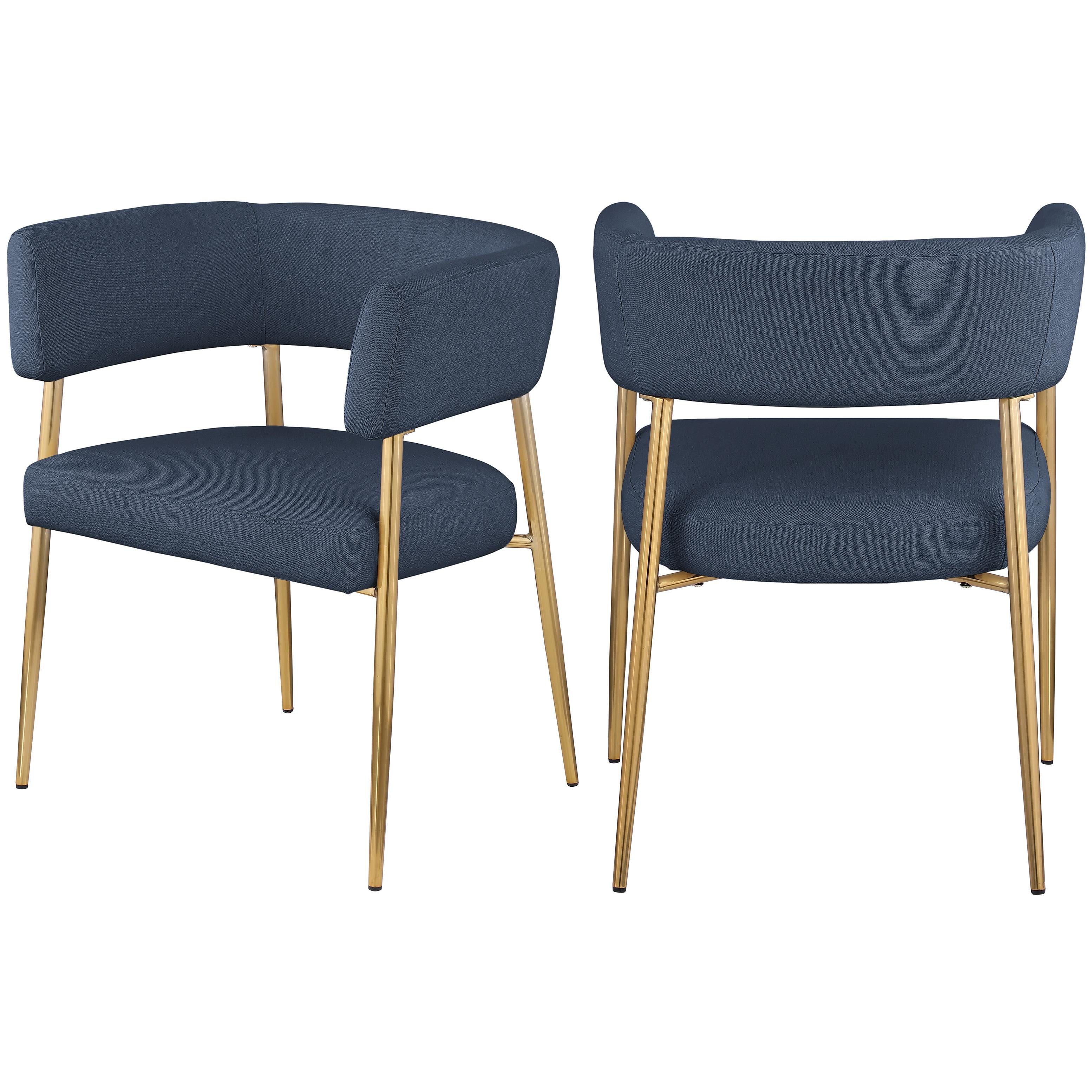 Meridian Creston Deep Navy Durable Linen Textured Fabric Dining Chair