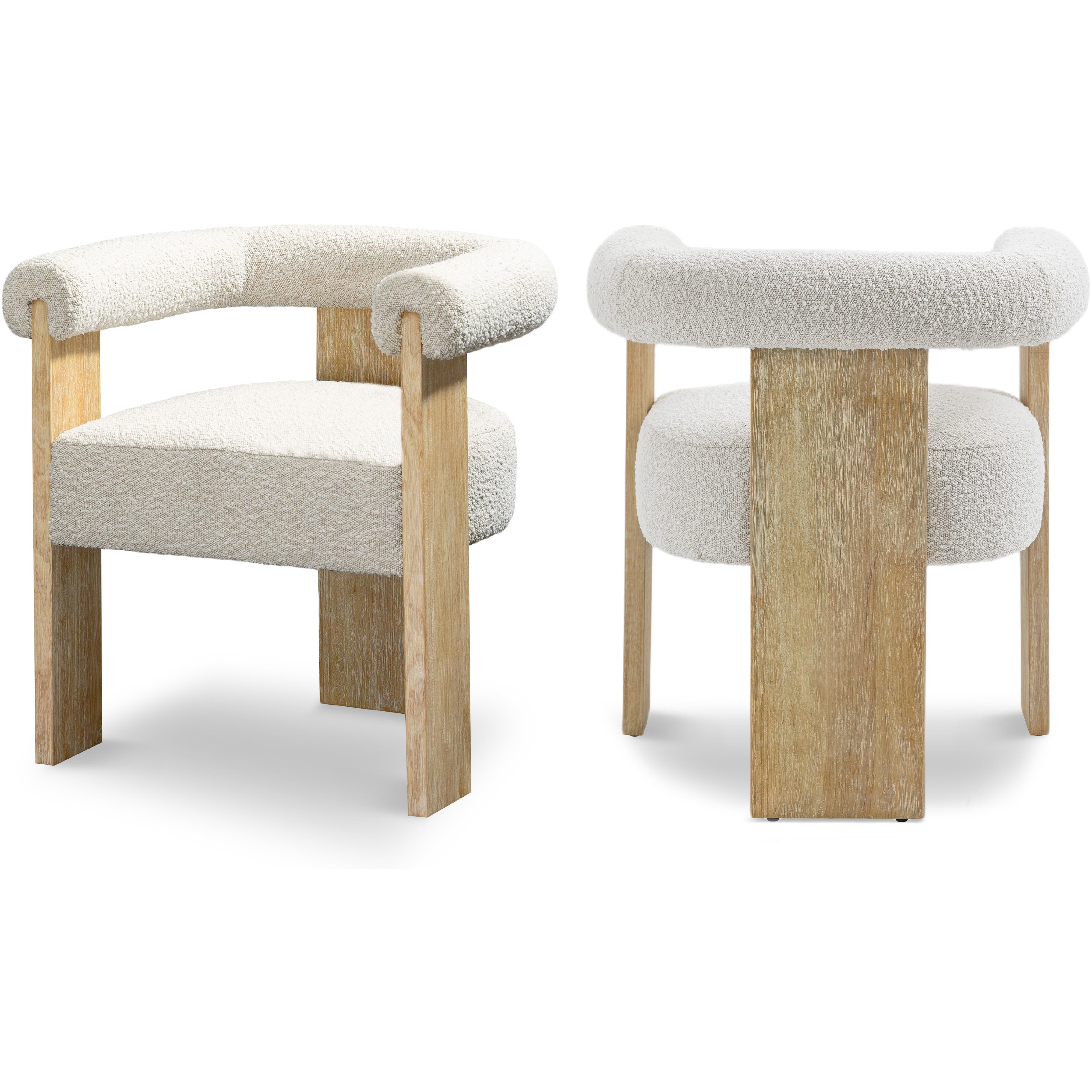 Meridian Barrel Cream Boucle Fabric Dining Chair