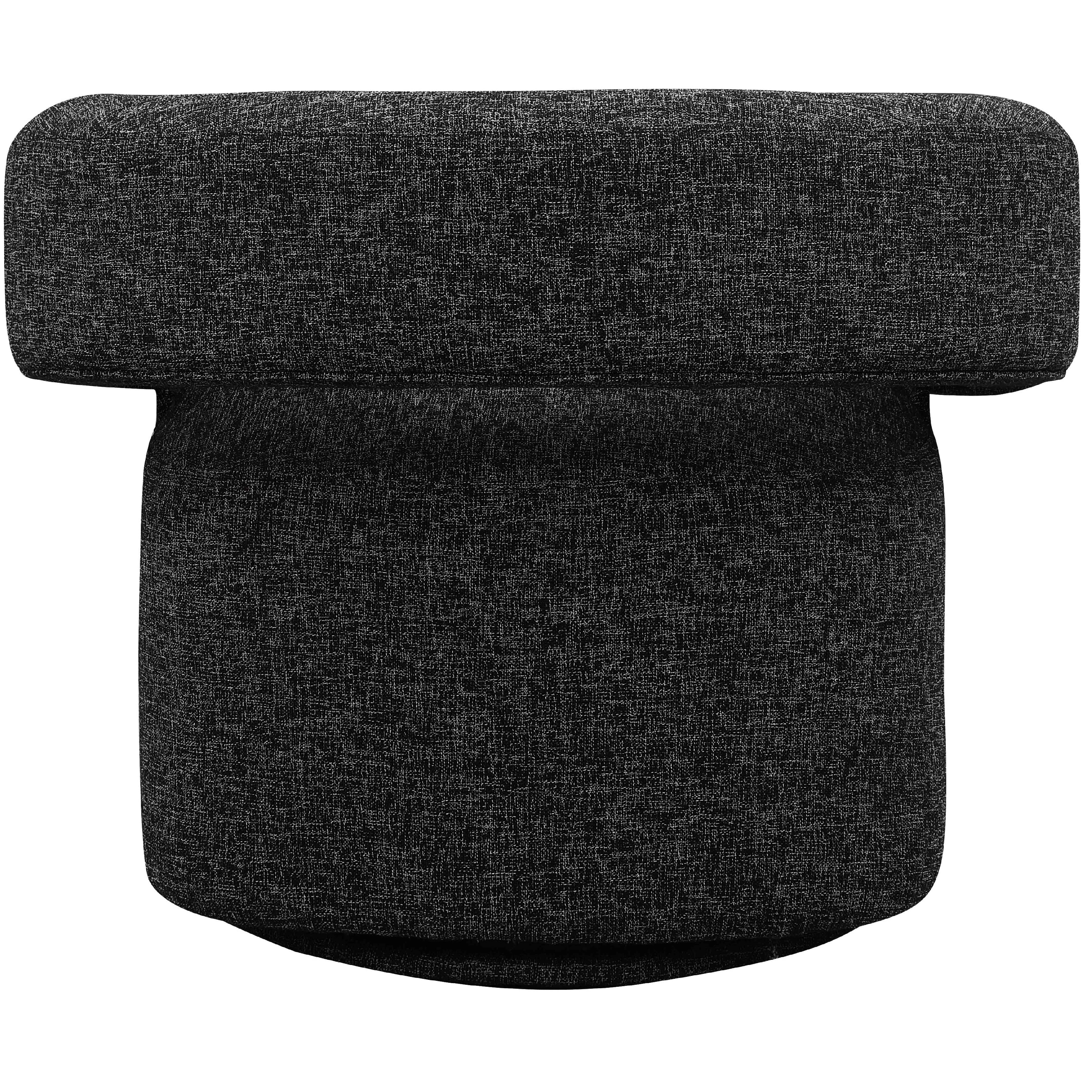 Meridian Niya Black Linen Textured Fabric Swivel Accent Chair