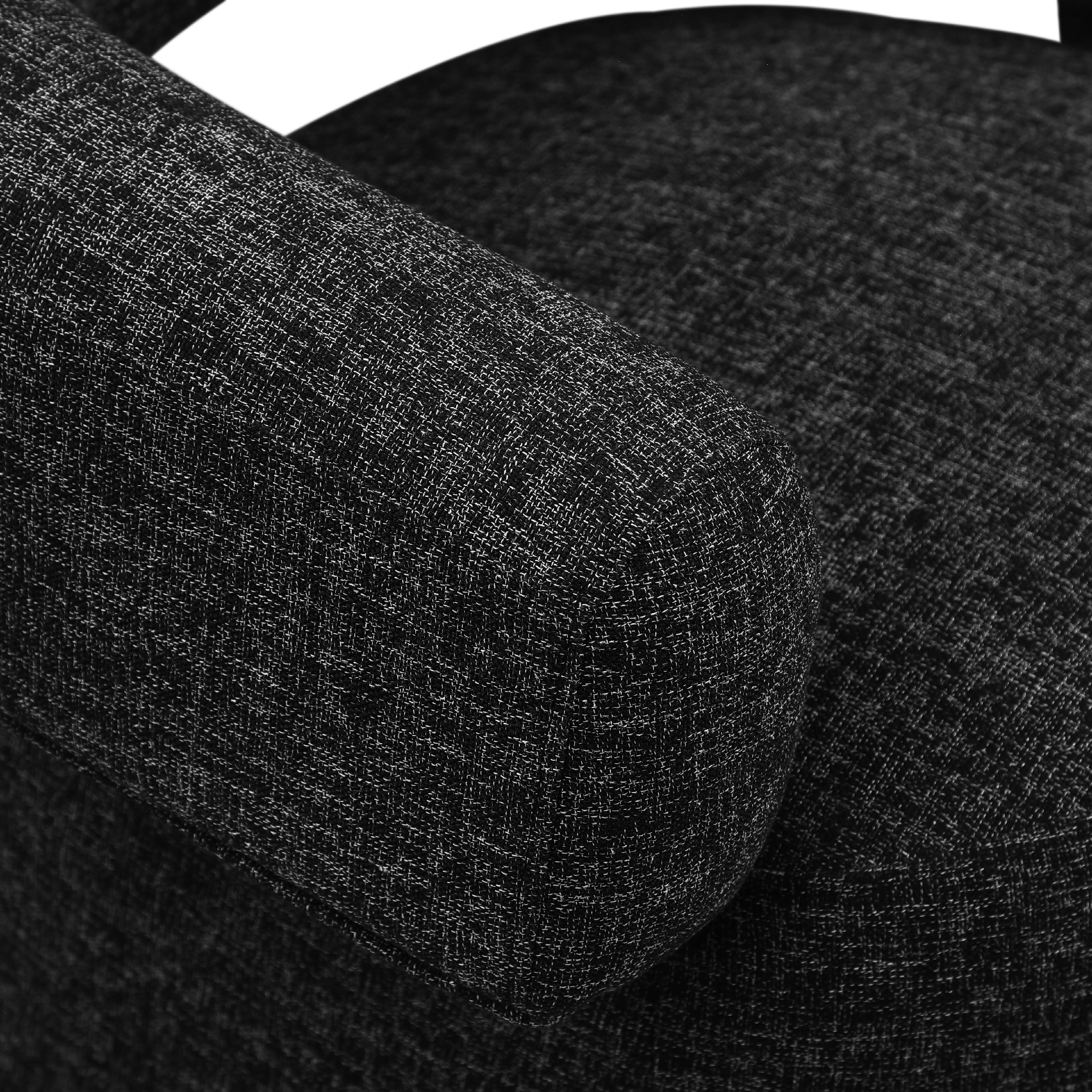 Meridian Niya Black Linen Textured Fabric Swivel Accent Chair