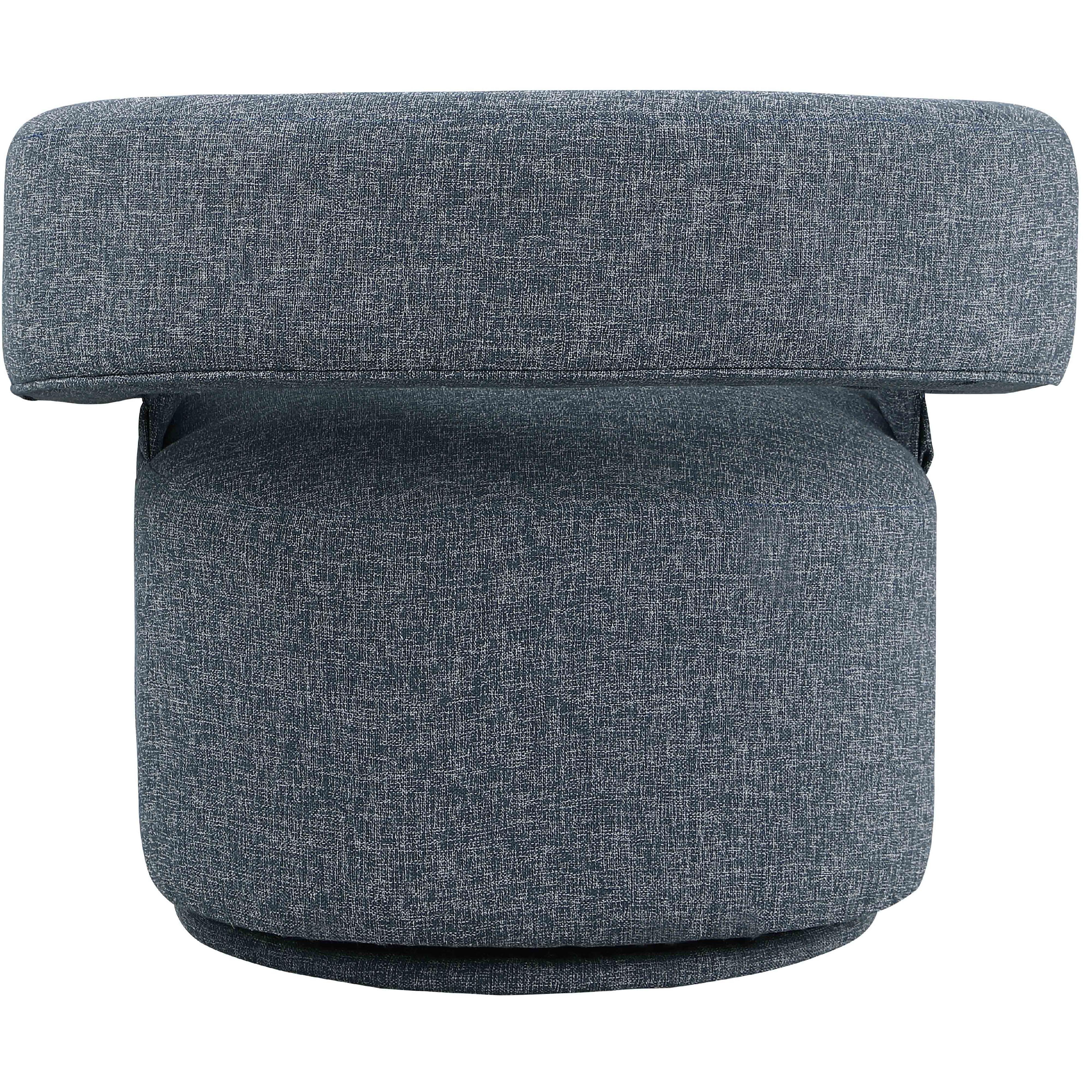 Meridian Niya Blue Linen Textured Fabric Swivel Accent Chair
