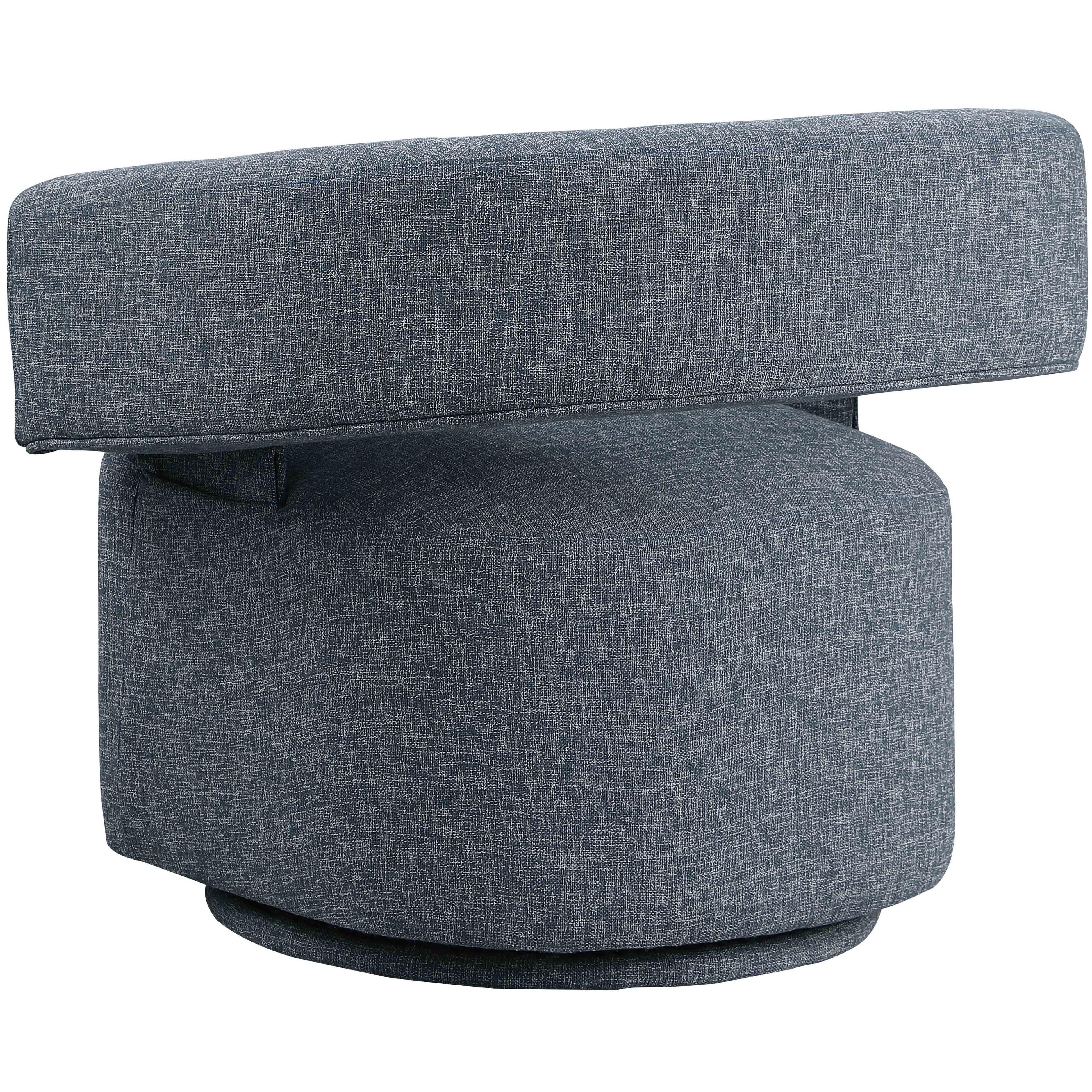Meridian Niya Blue Linen Textured Fabric Swivel Accent Chair