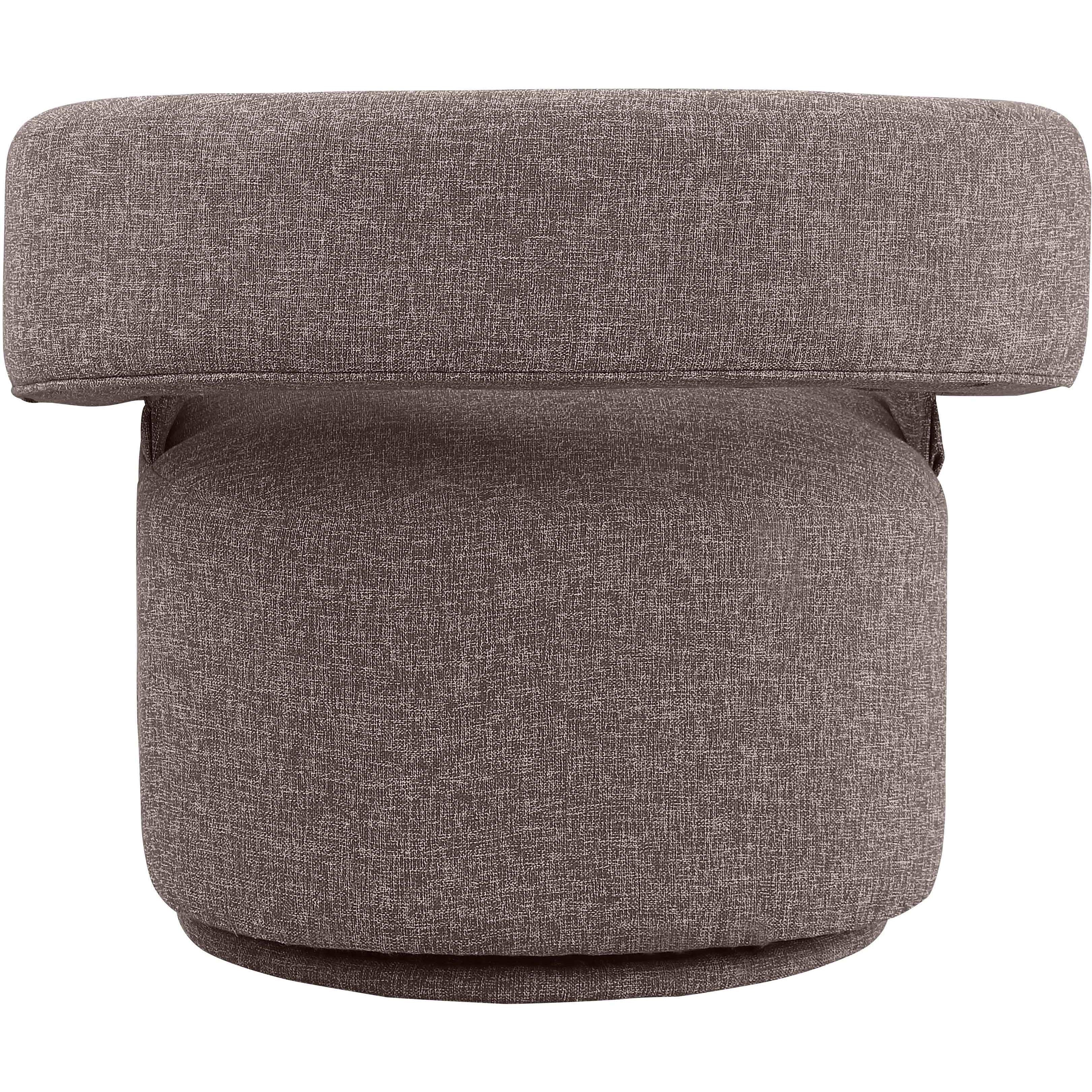 Meridian Niya Brown Linen Textured Fabric Swivel Accent Chair