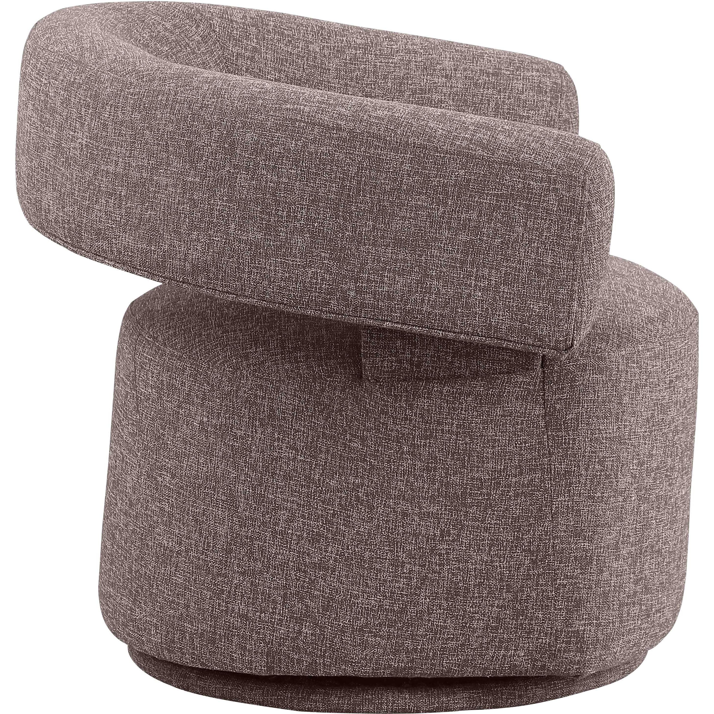 Meridian Niya Brown Linen Textured Fabric Swivel Accent Chair