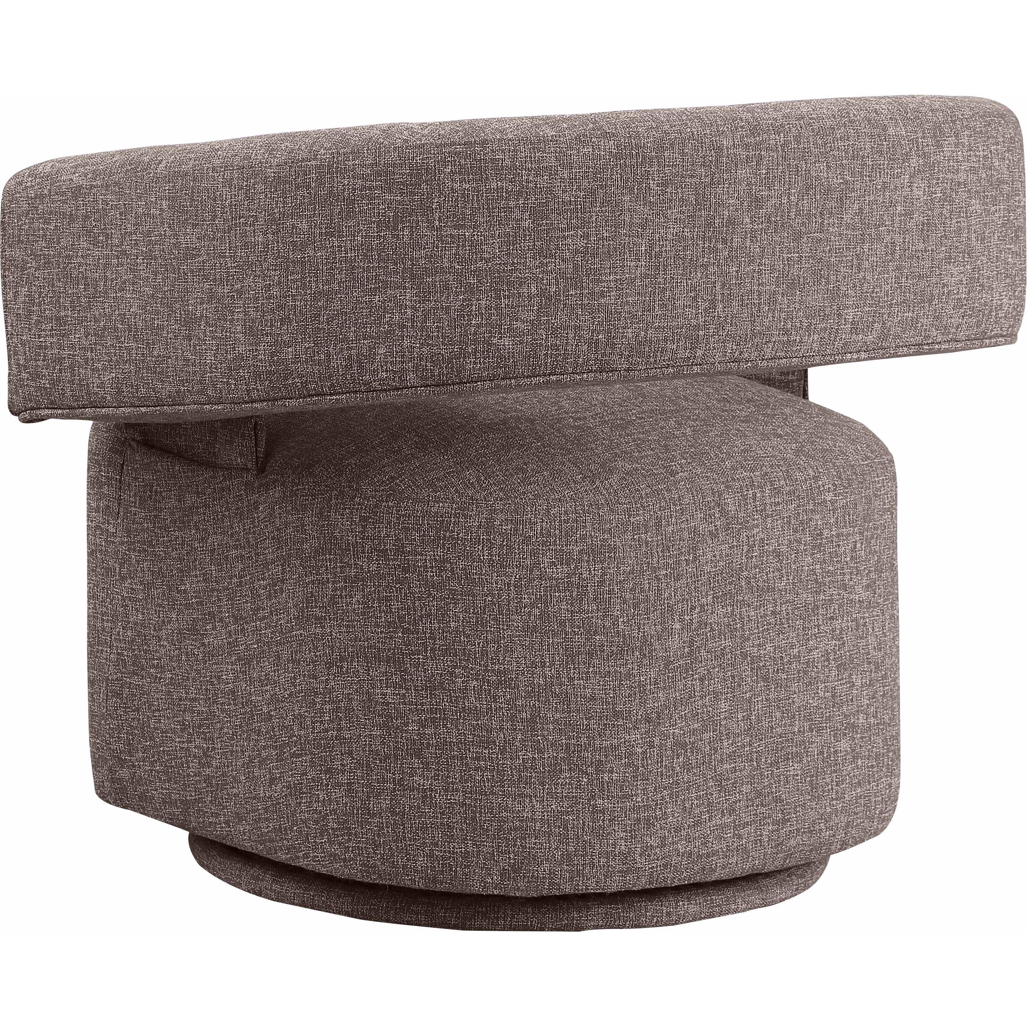 Meridian Niya Brown Linen Textured Fabric Swivel Accent Chair