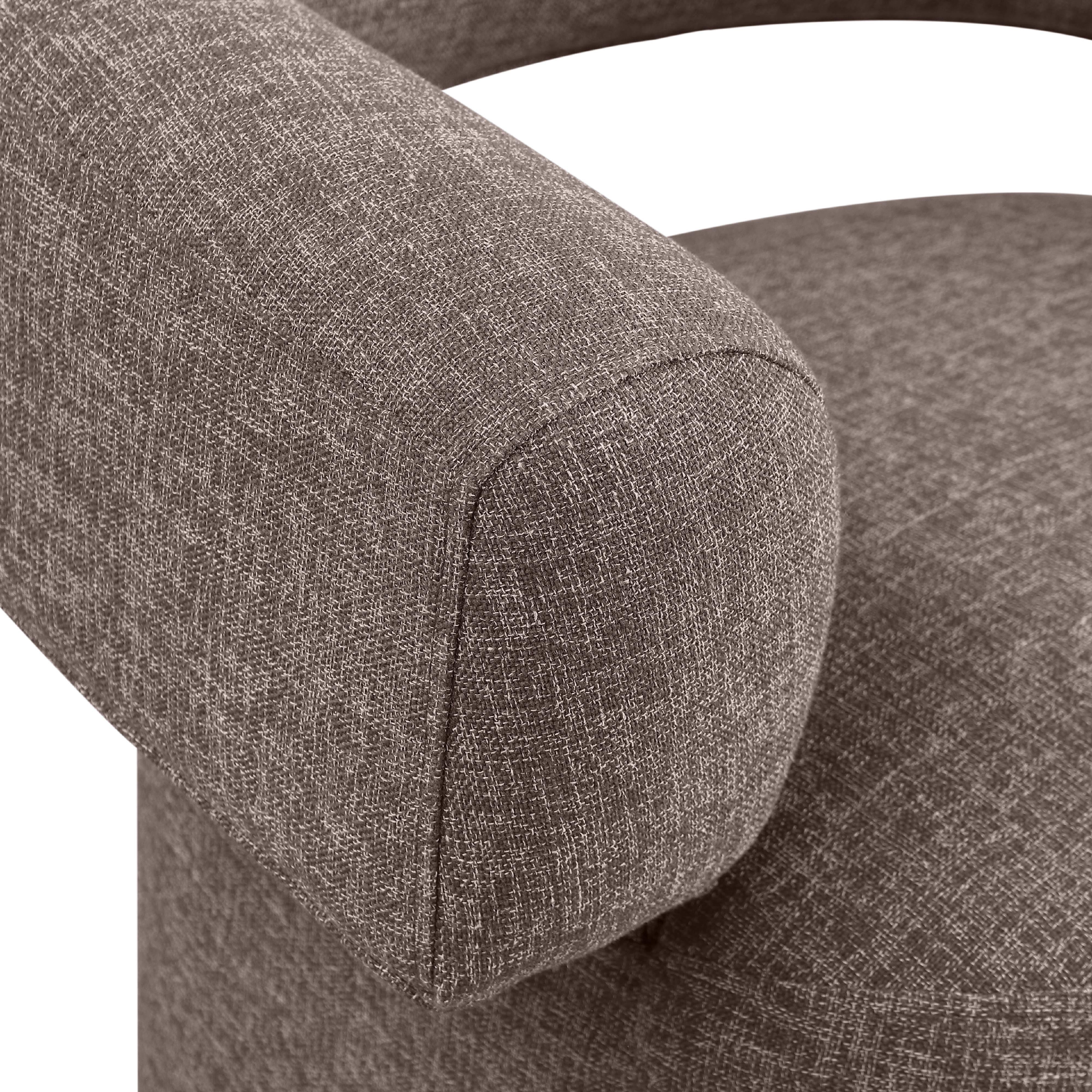 Meridian Niya Brown Linen Textured Fabric Swivel Accent Chair