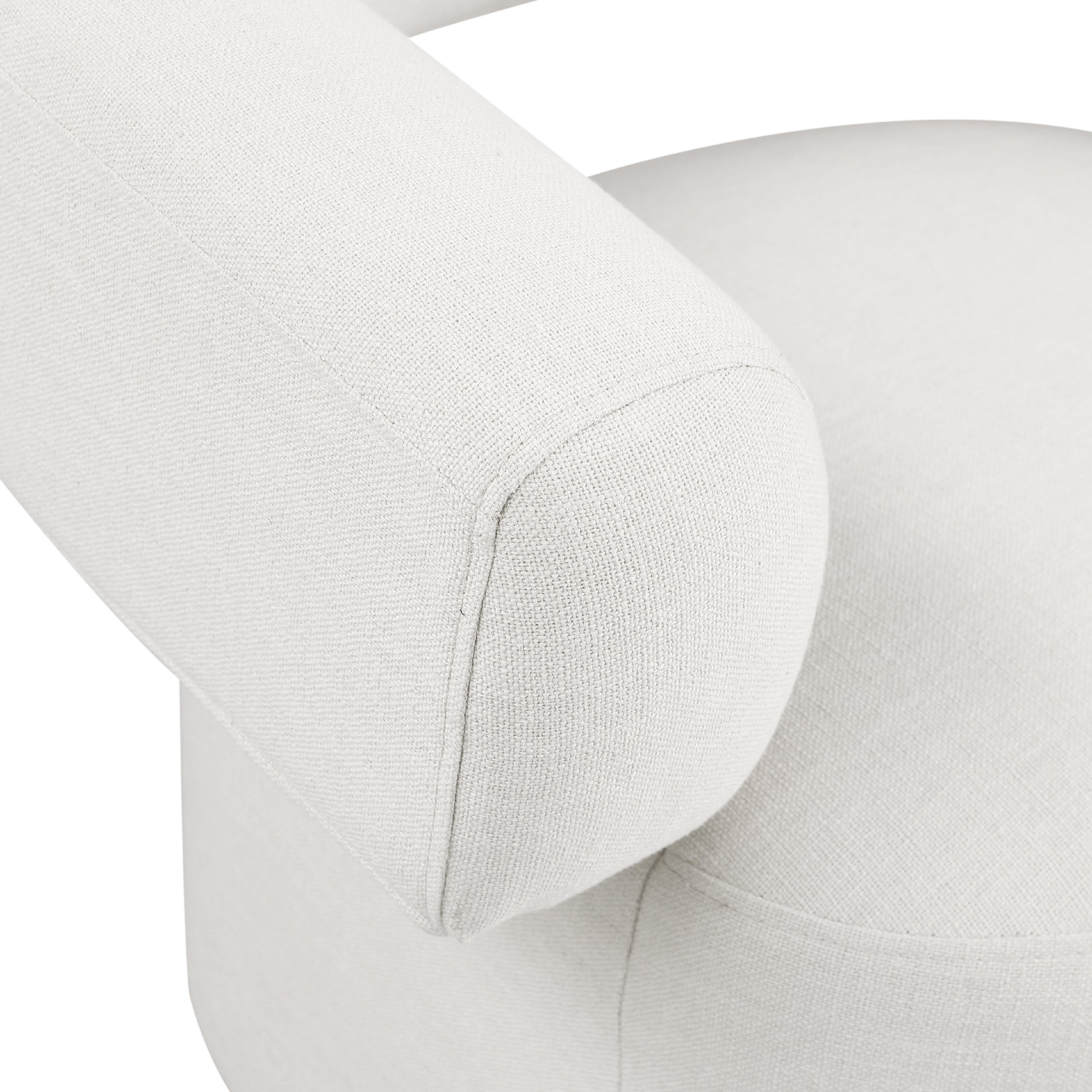 Meridian Niya Cream Linen Textured Fabric Swivel Accent Chair