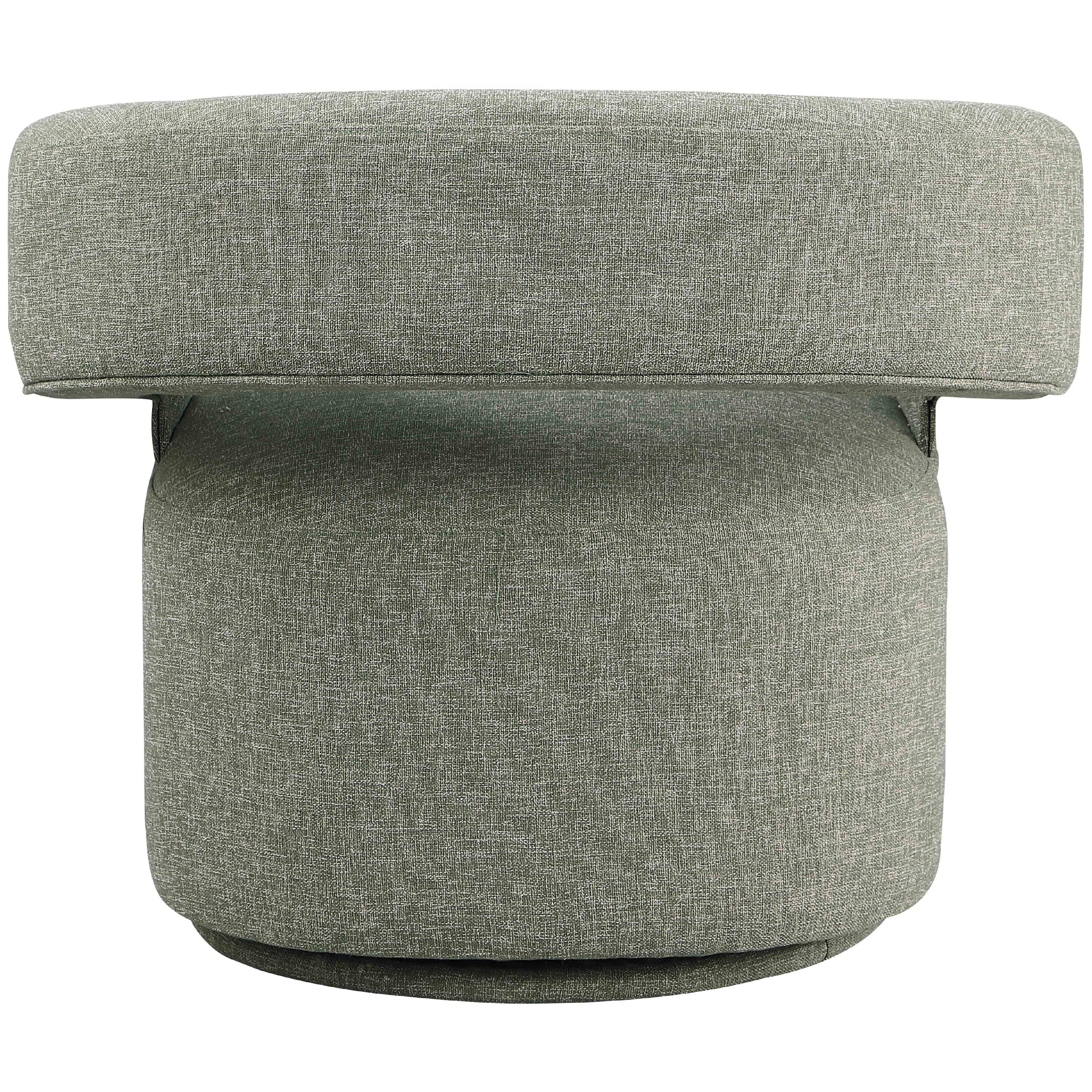 Meridian Niya Green Linen Textured Fabric Swivel Accent Chair