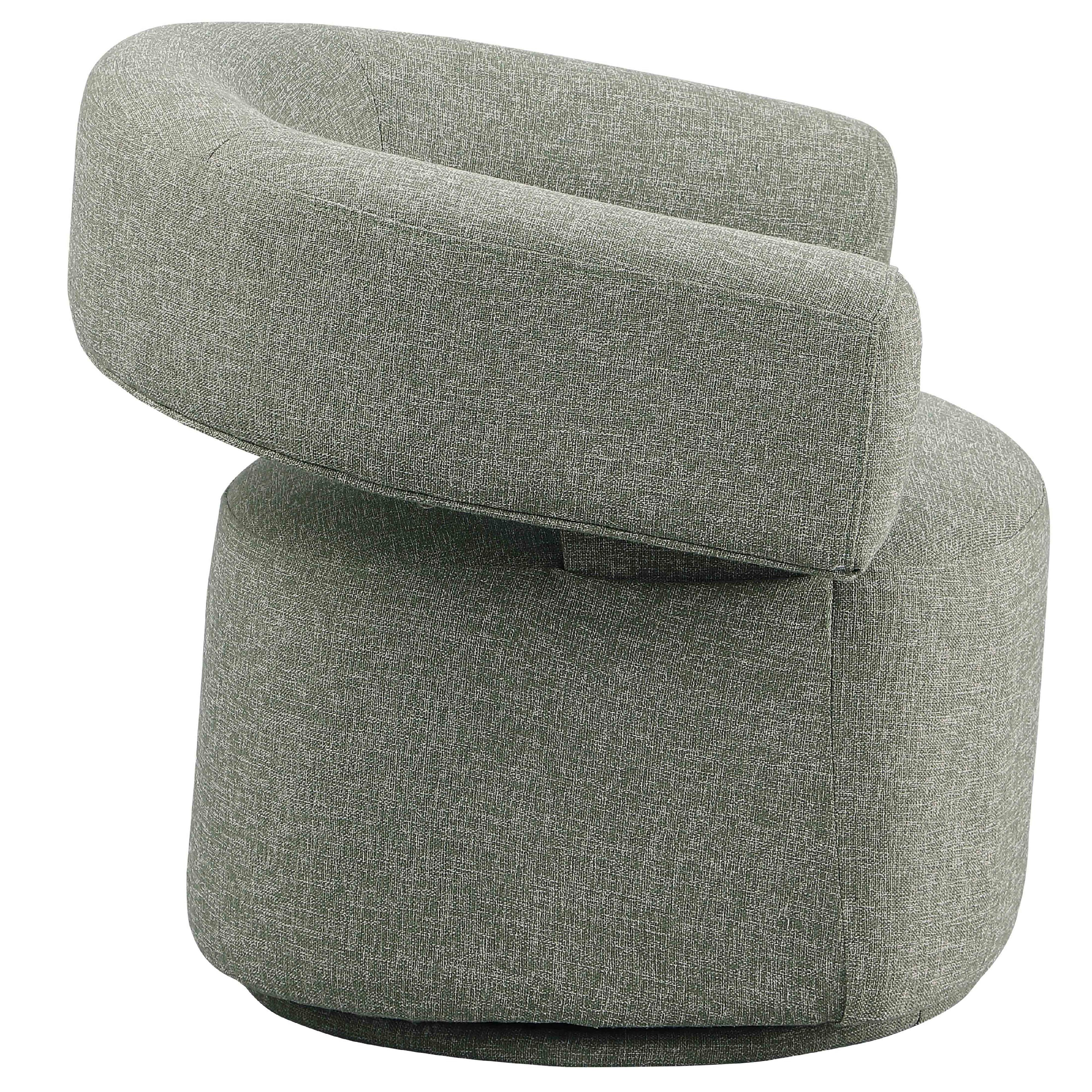 Meridian Niya Green Linen Textured Fabric Swivel Accent Chair