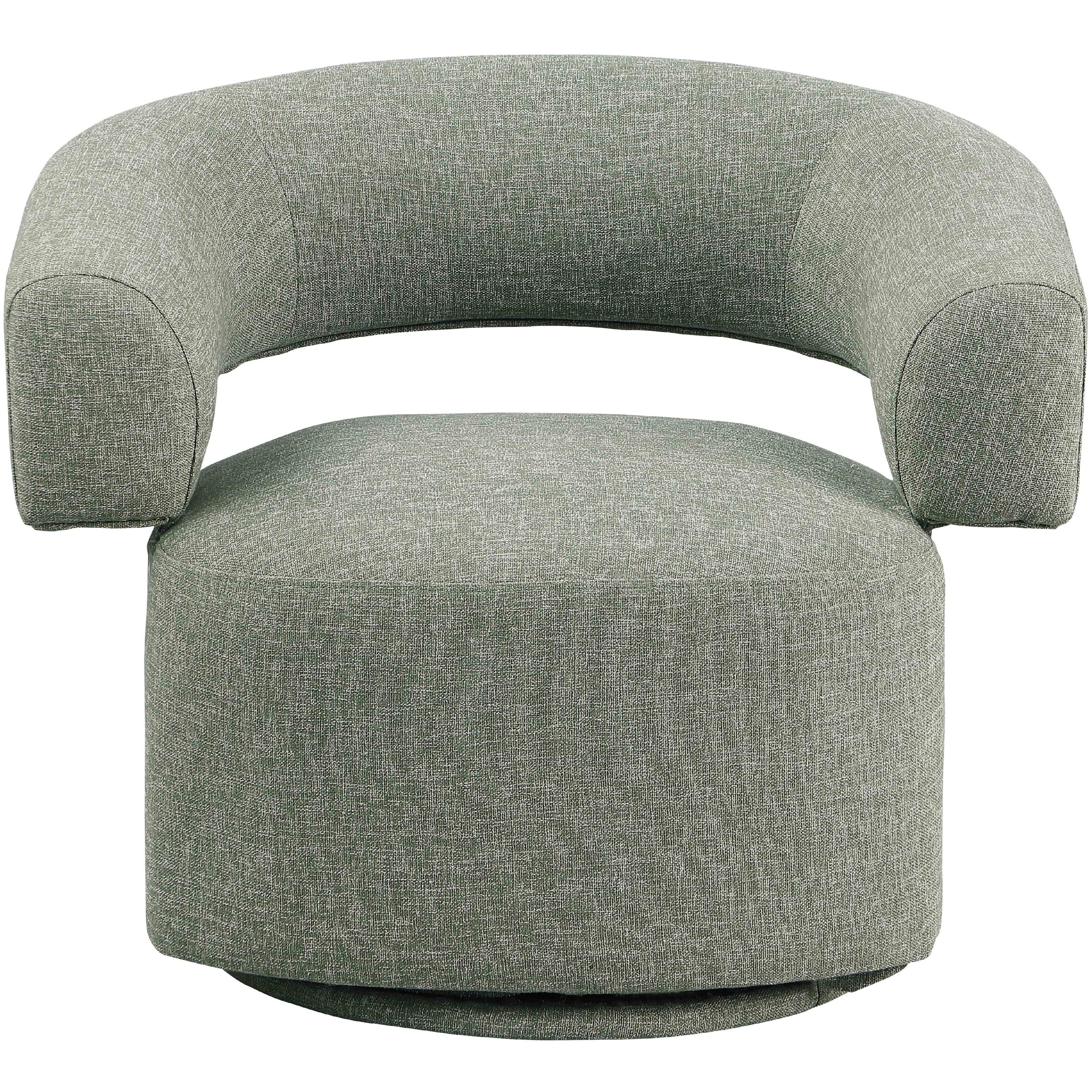 Meridian Niya Green Linen Textured Fabric Swivel Accent Chair