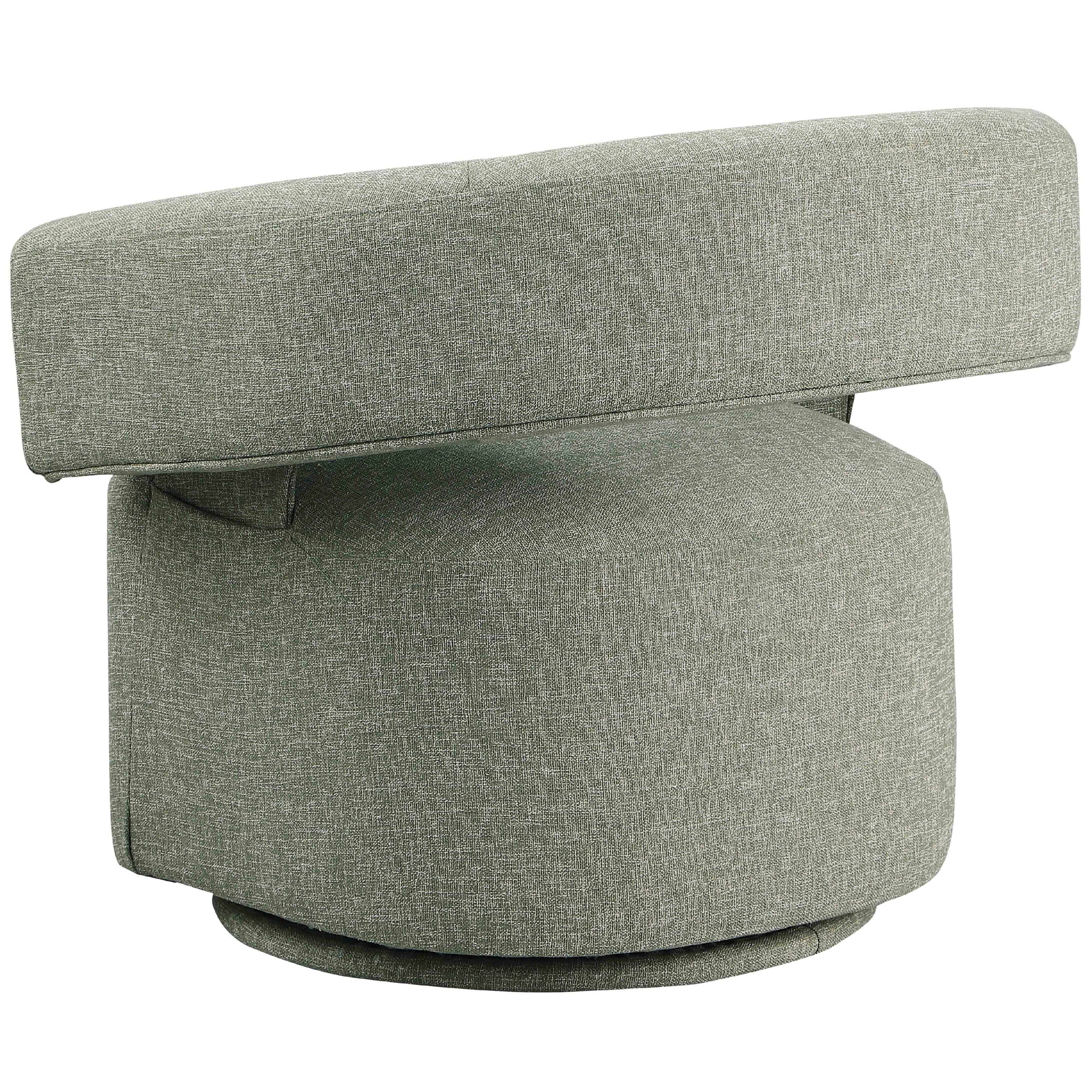 Meridian Niya Green Linen Textured Fabric Swivel Accent Chair