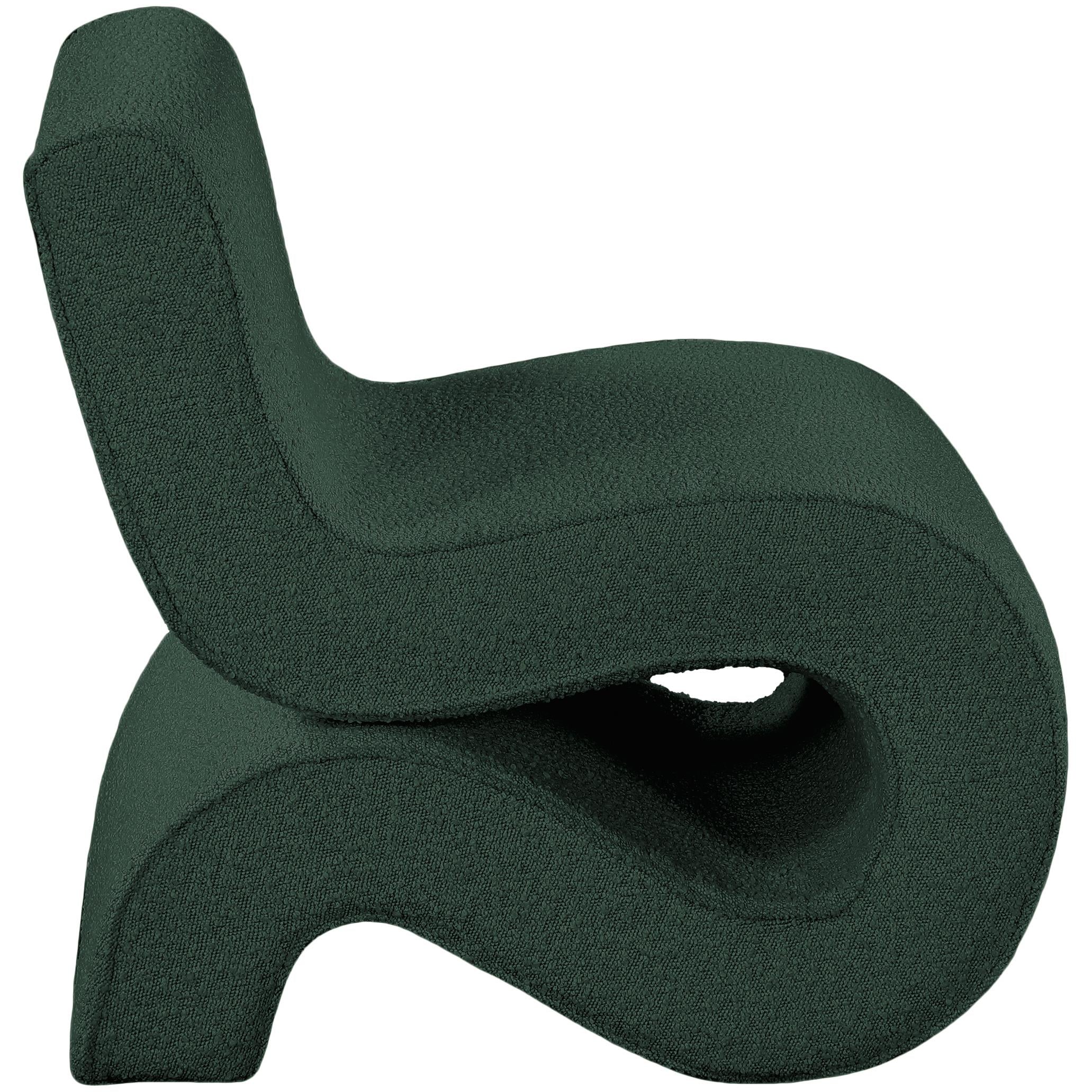Meridian Desiree Green Boucle Fabric Accent Chair