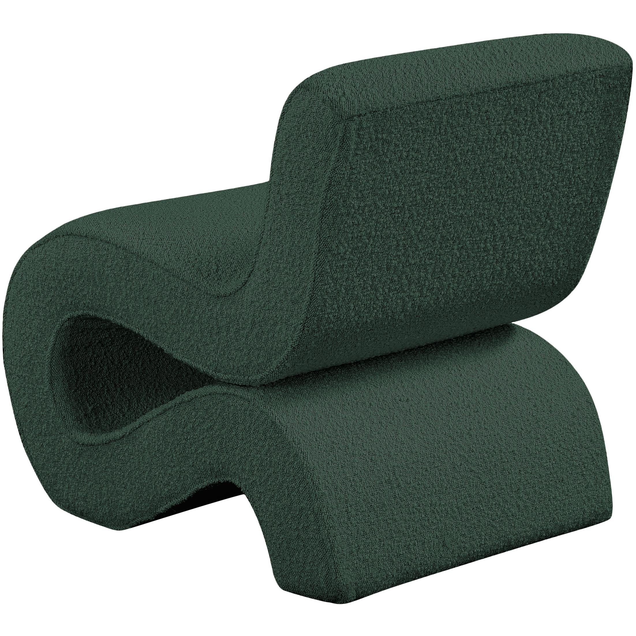 Meridian Desiree Green Boucle Fabric Accent Chair