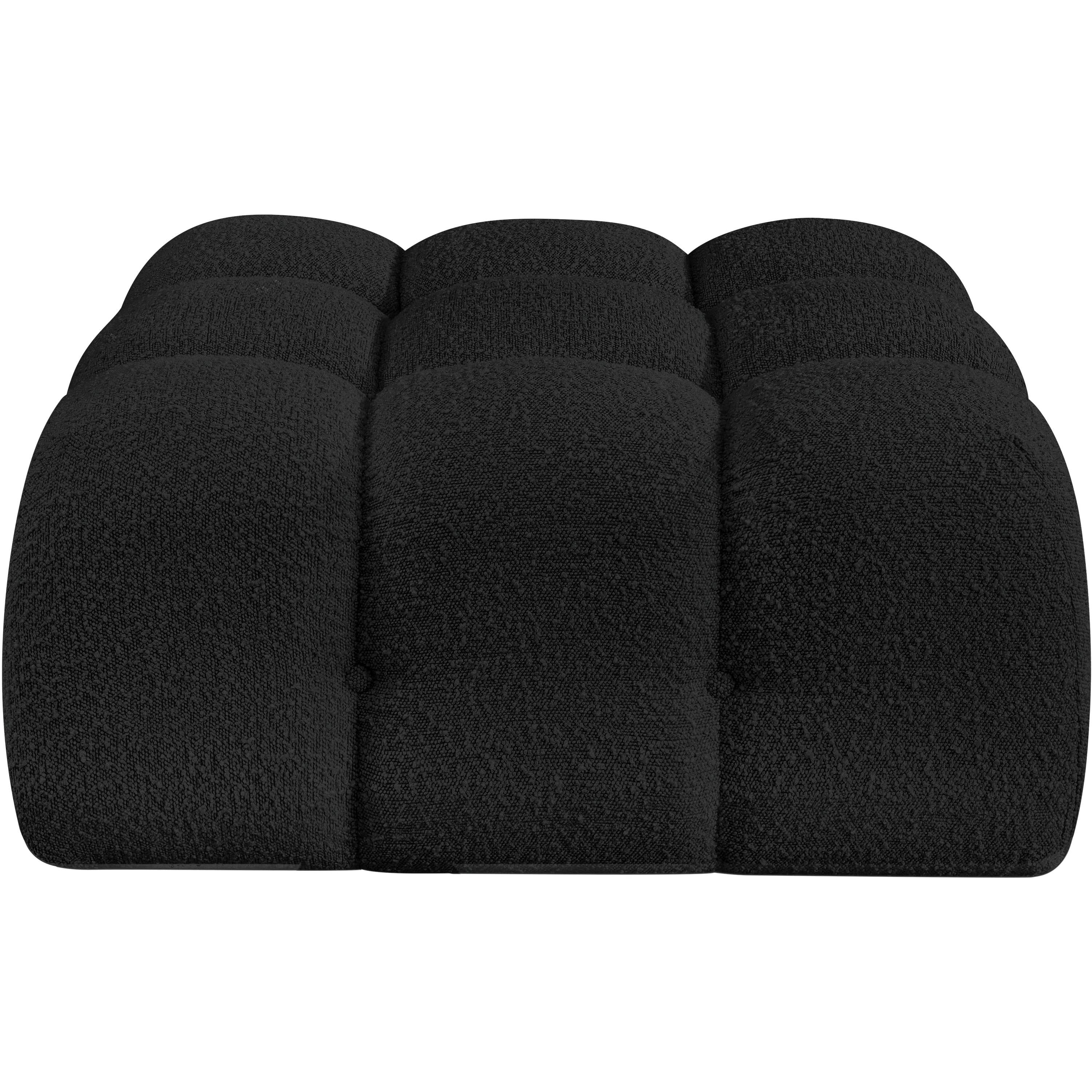 Meridian Ames Black Boucle Fabric Ottoman