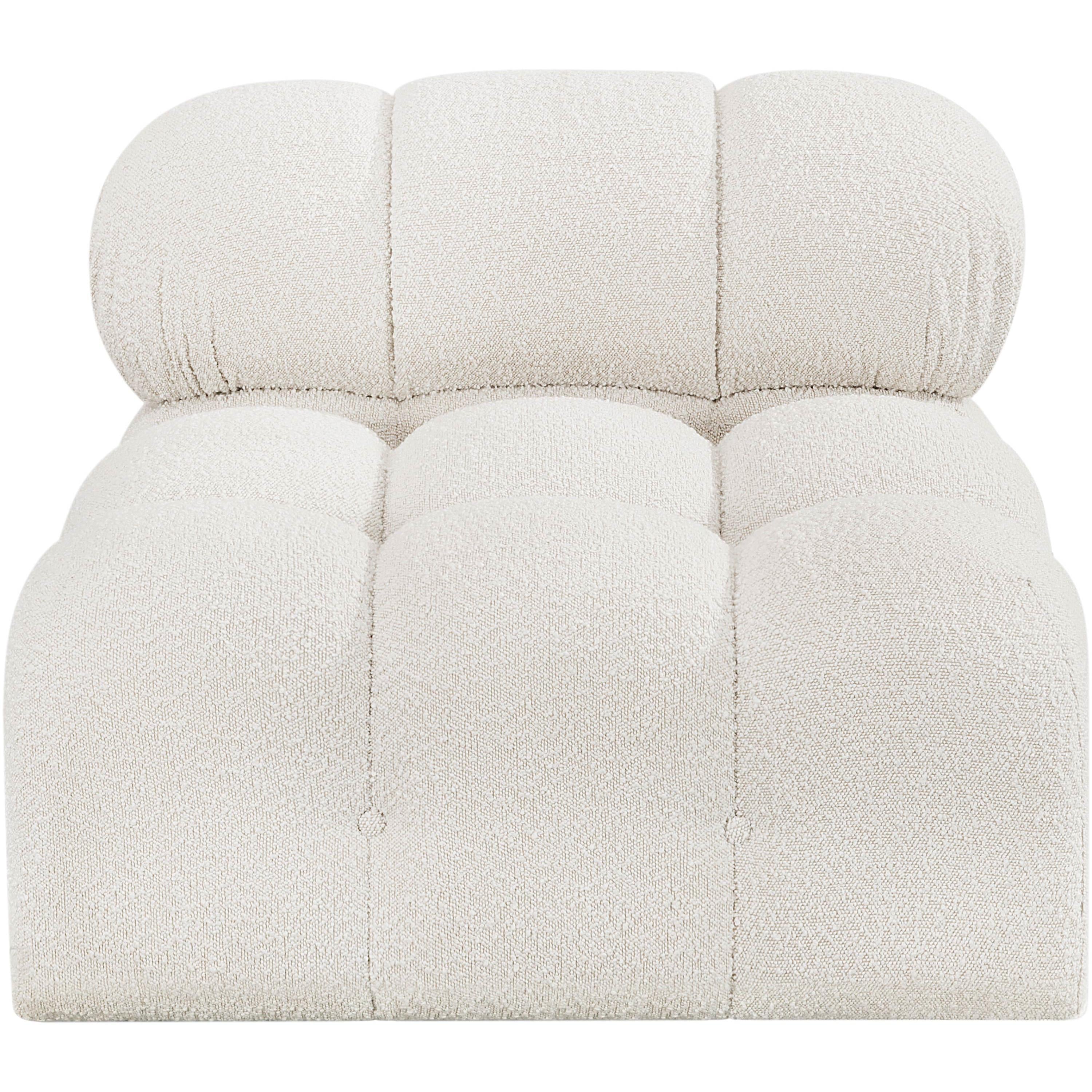 Meridian Ames Cream Boucle Fabric Armless