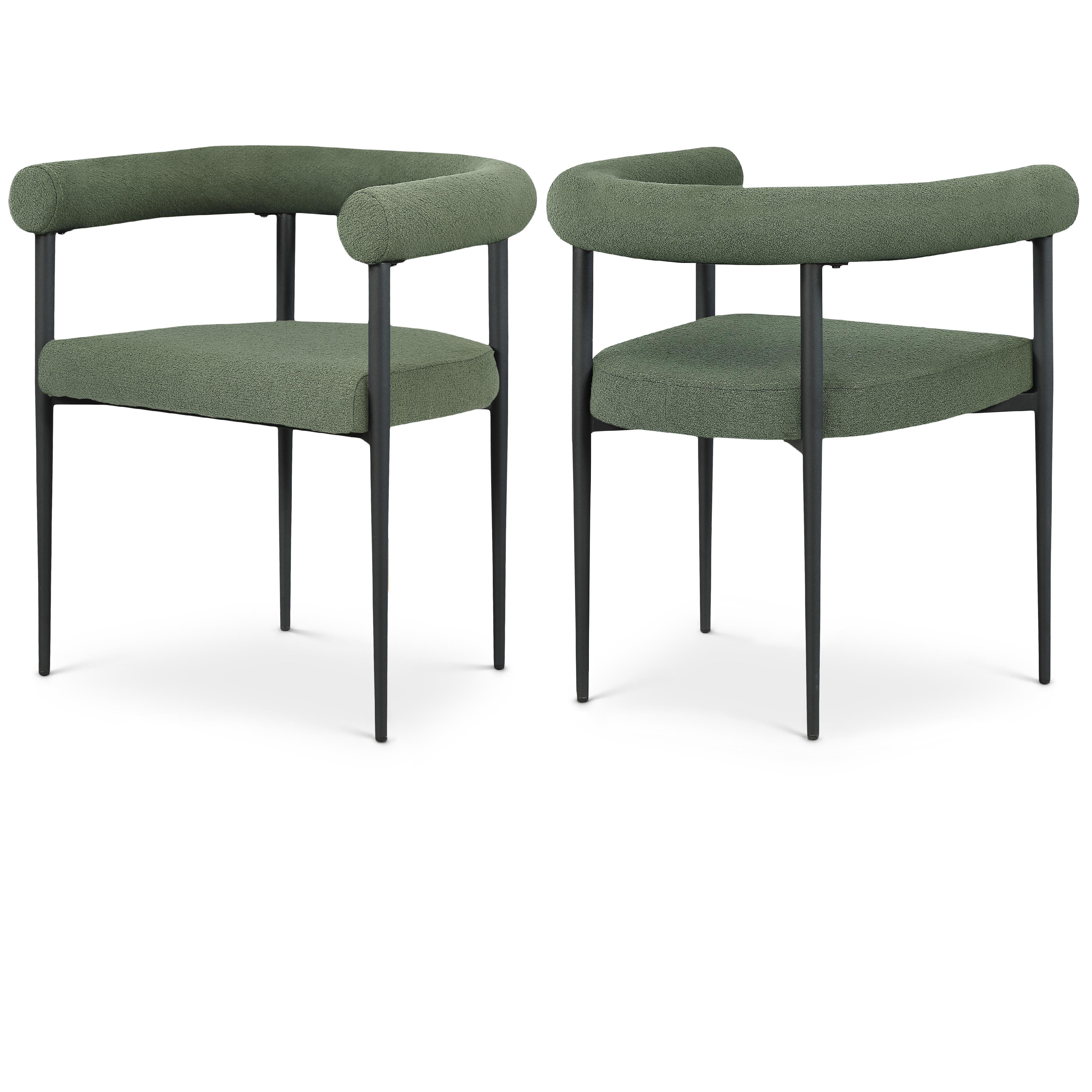 Meridian Louie Green Boucle Fabric Dining Chair