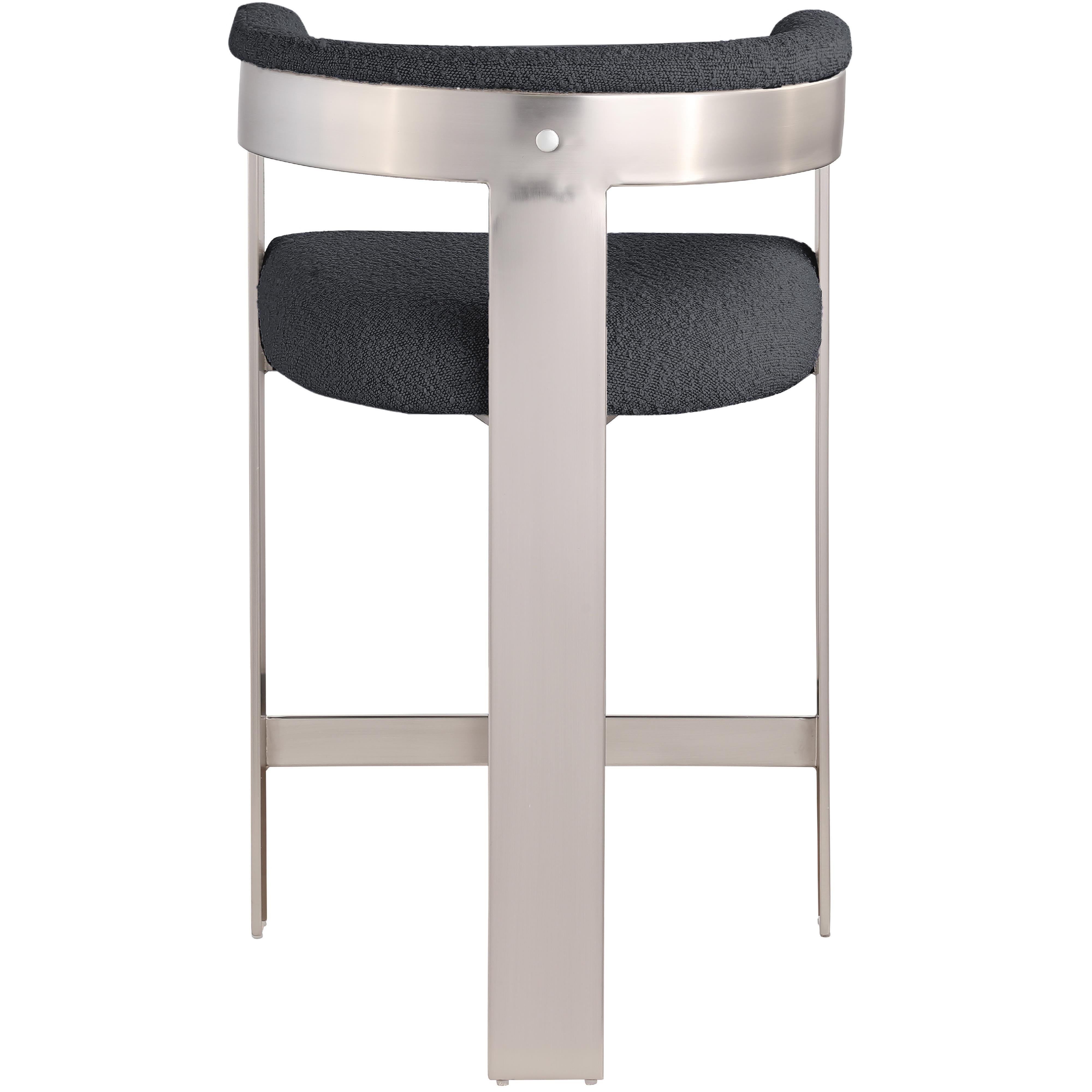 Meridian Romeo Black Boucle Fabric Counter Stool
